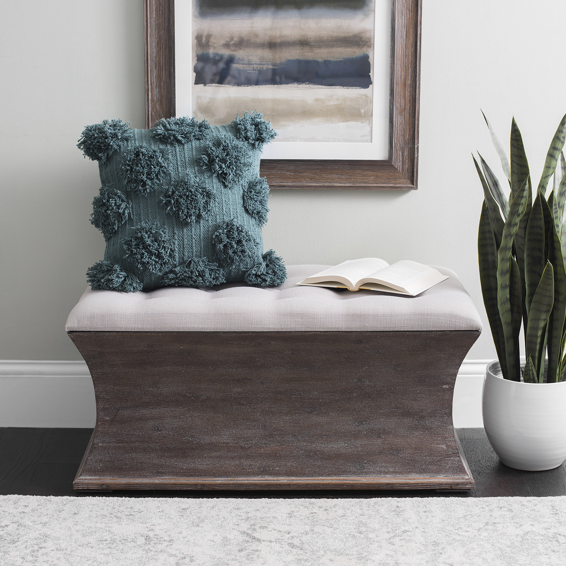 Kirkland's - Lilly Curved Storage Bench with Tufted Top