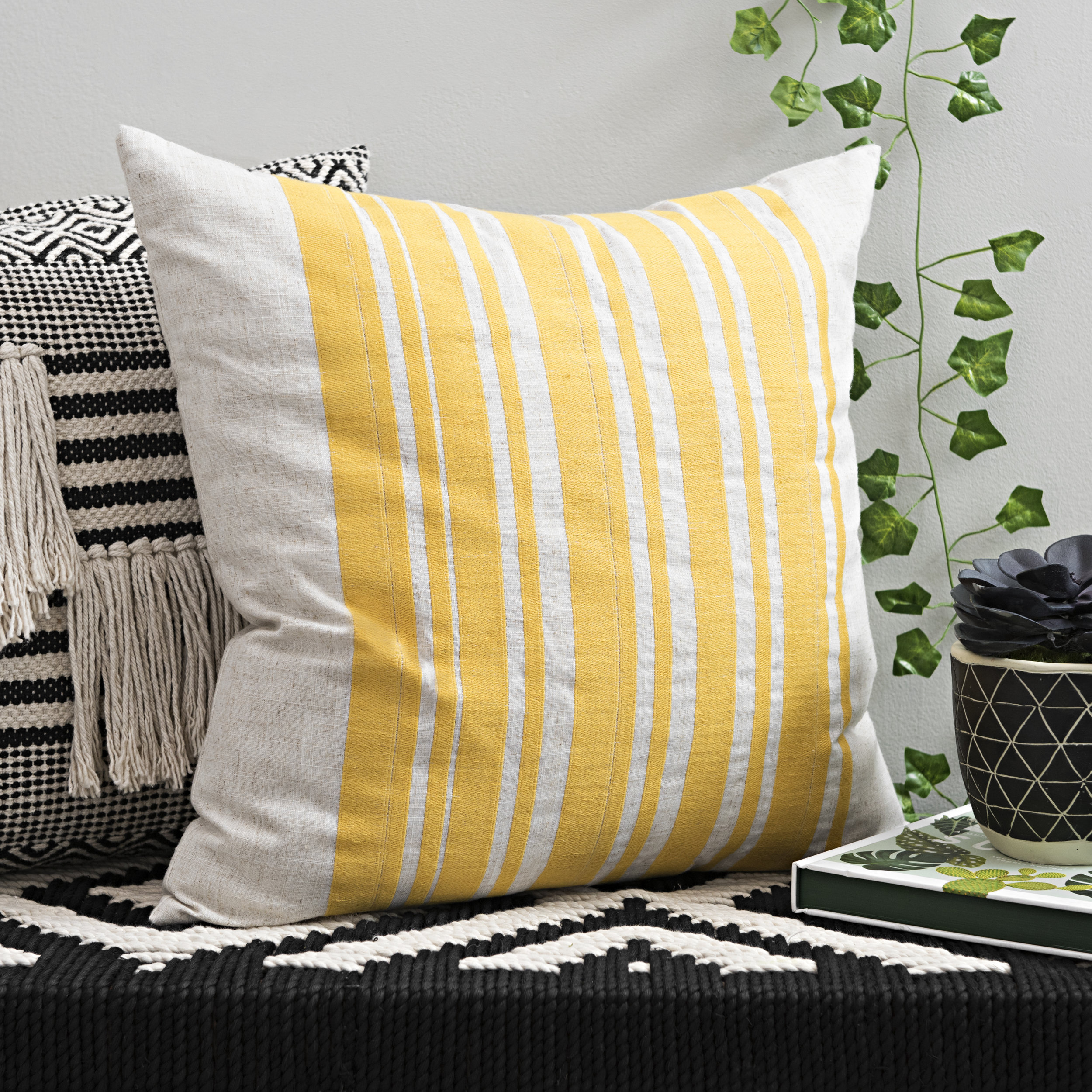 Kirkland's - Yellow Linen Stripe Pillow