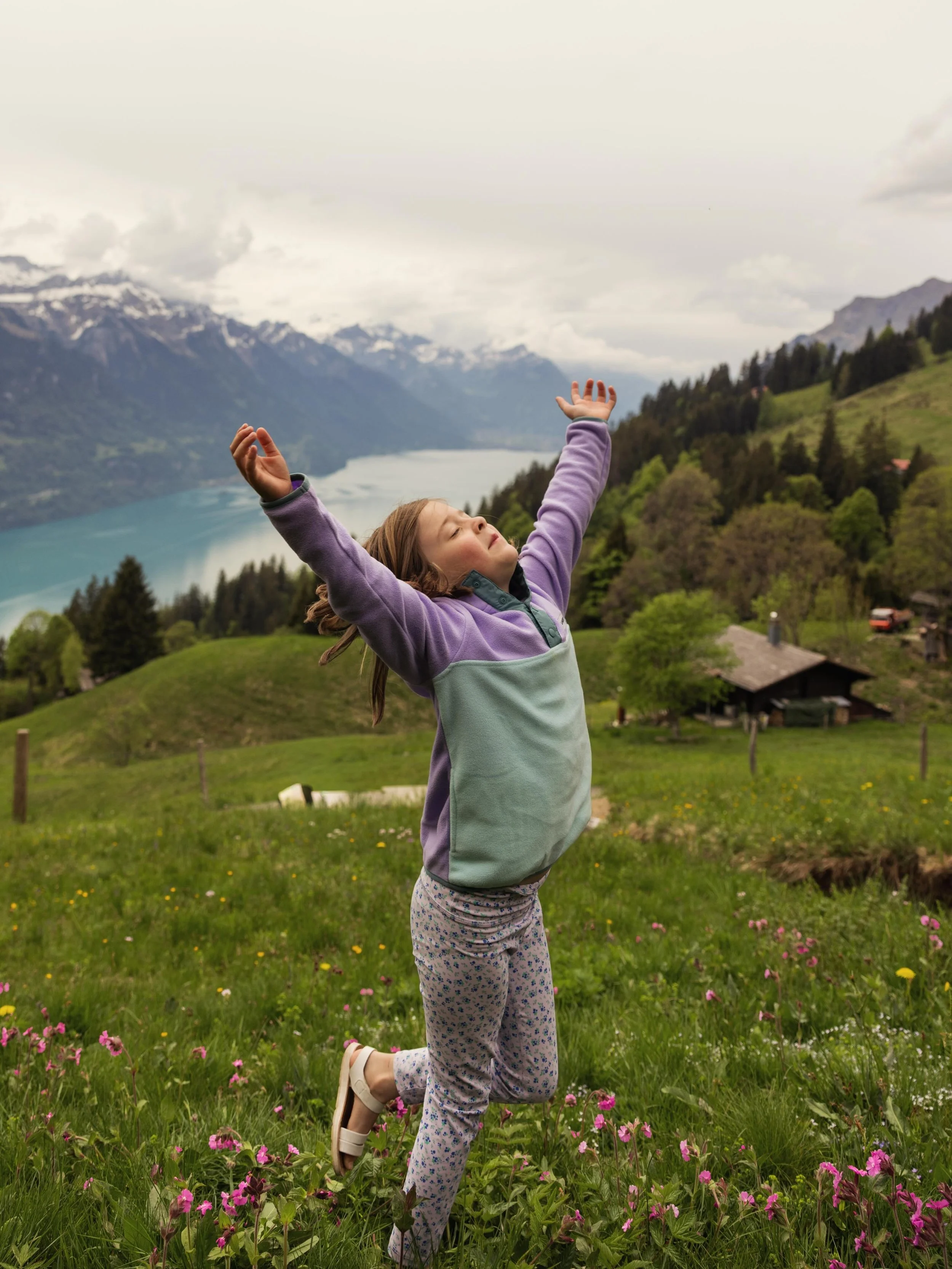 Swiss chocolate hallelujah 
Endless wildflowers hallelujah 
Mountain playgrounds hallelujah 
Interlaken McDonald&rsquo;s hallelujah 
Scooting around town hallelujah