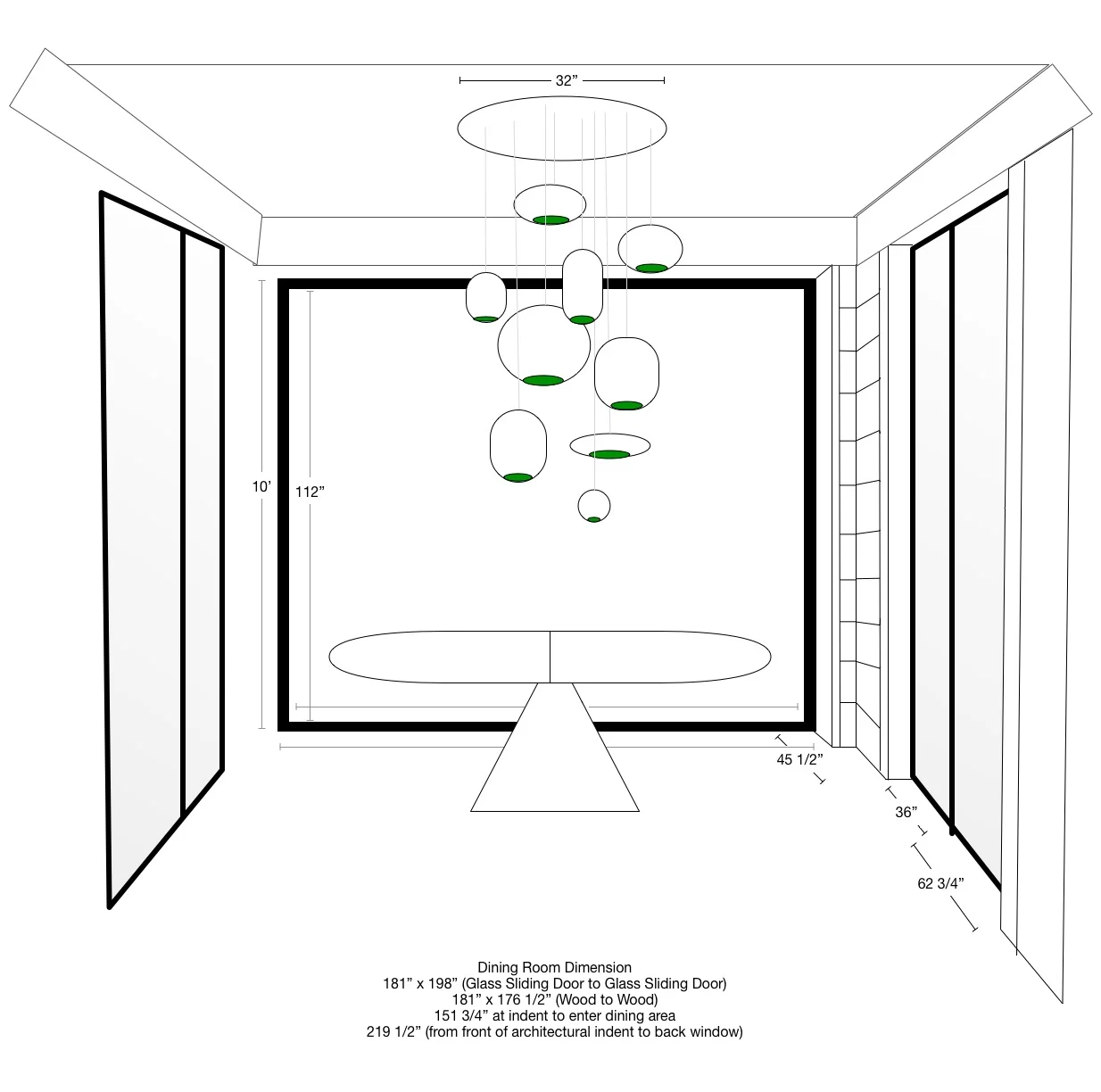 Final Room Layout with Light and Dining Table