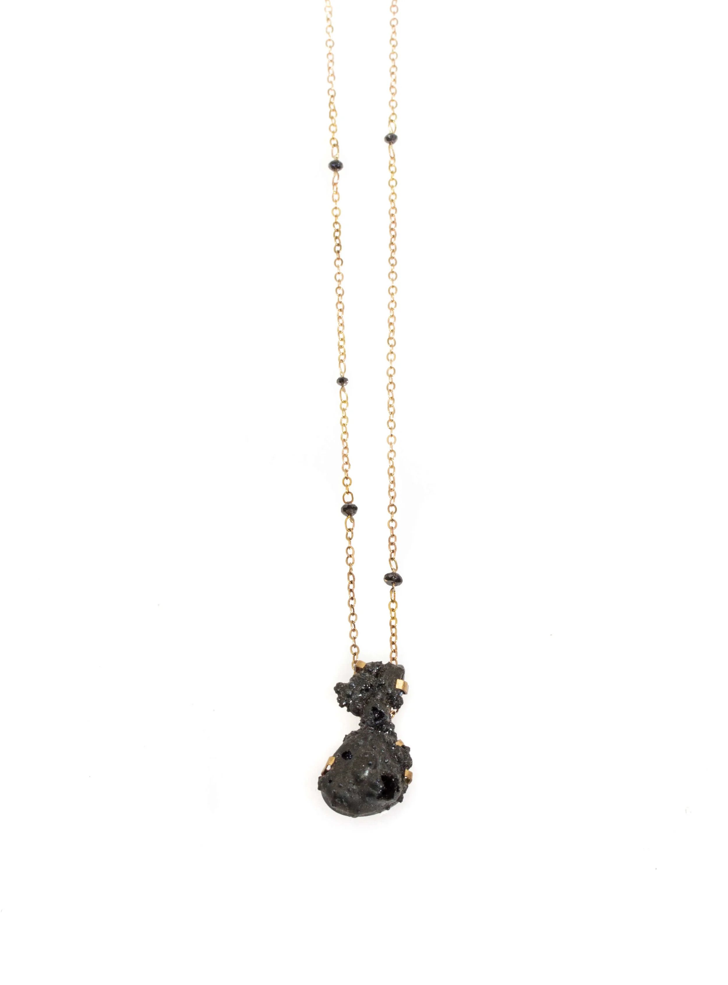 Steel Splatter Pendant with Black Diamonds