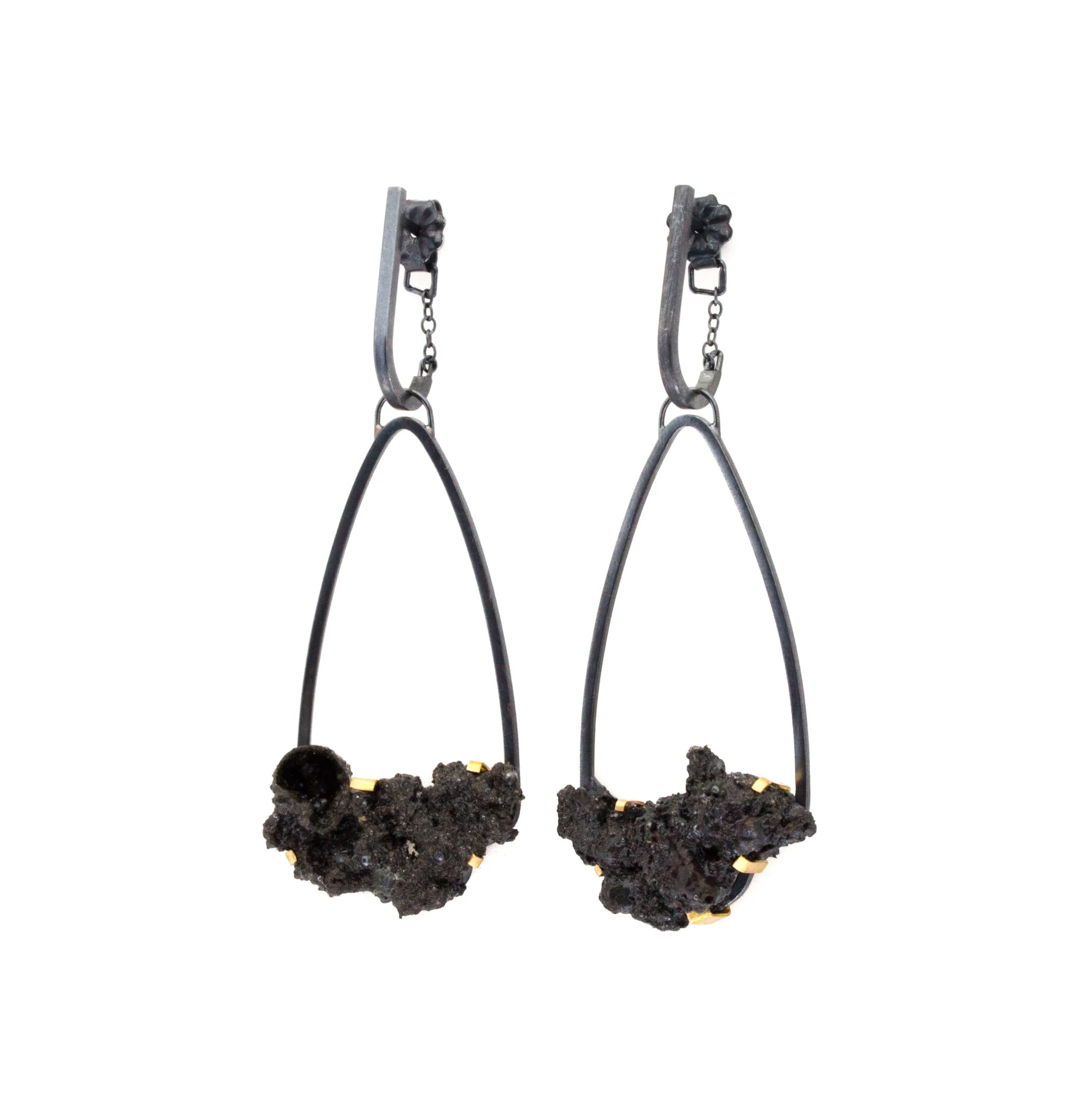 Teardrop Steel Splatter Earrings