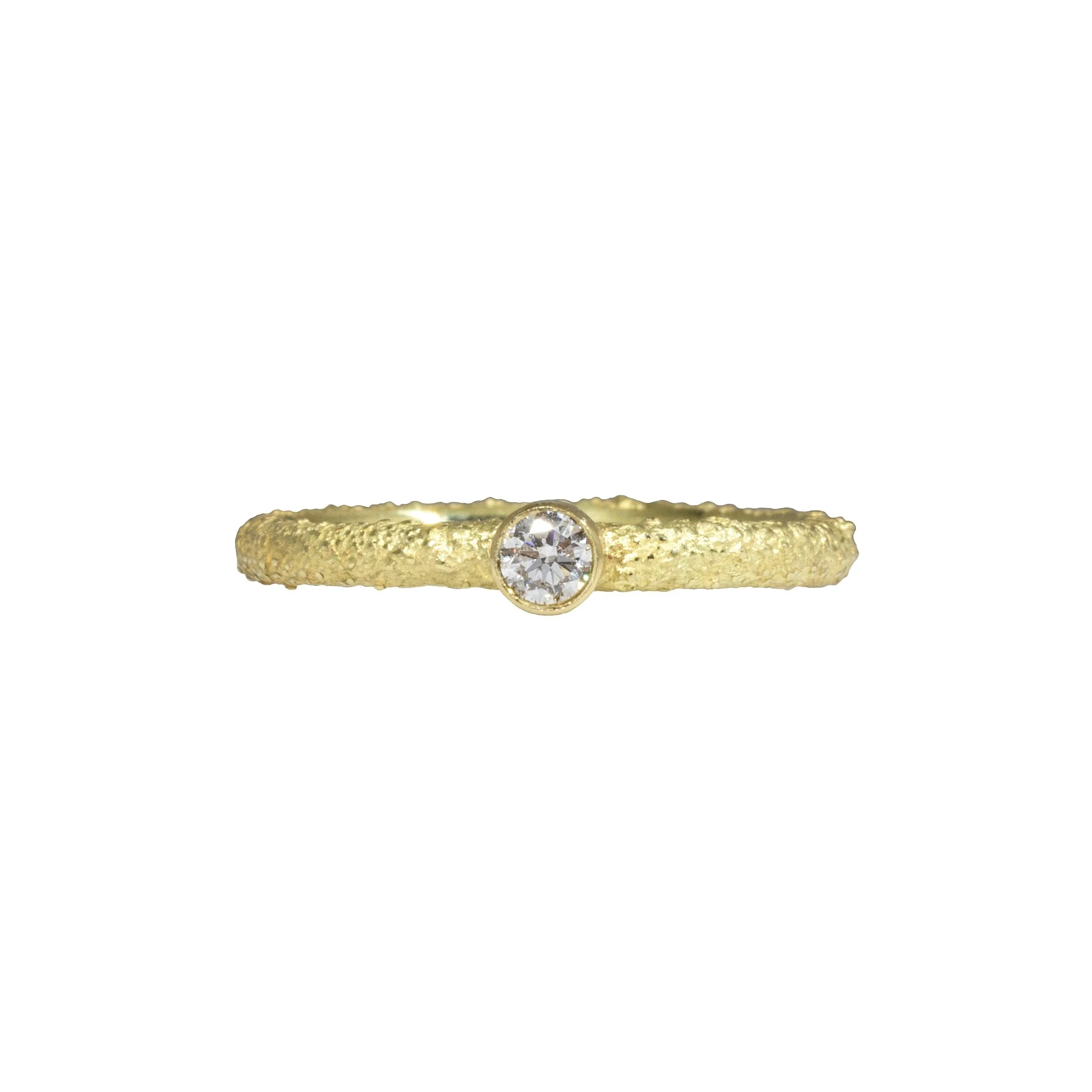 Sand Texture Brilliant Diamond Stacking Ring