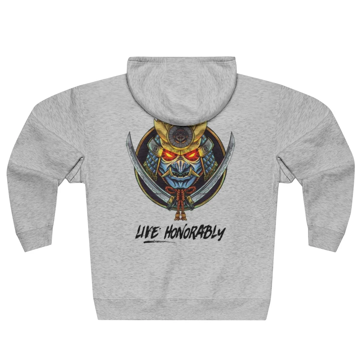 "Live Honorably" Blue Samurai Premium Full Zip Hoodie