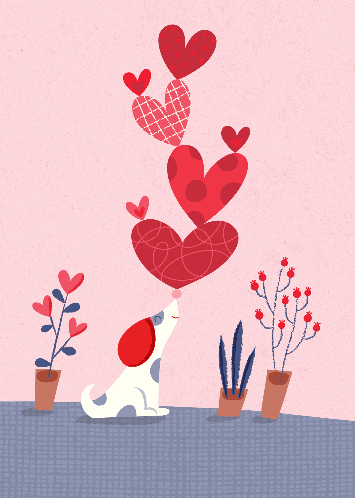Valentine's Day Puppy Illustration