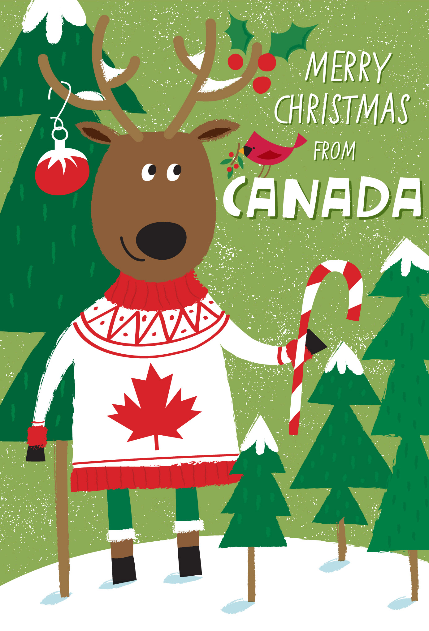 Cute Holiday Moose Illustration for Hallmark