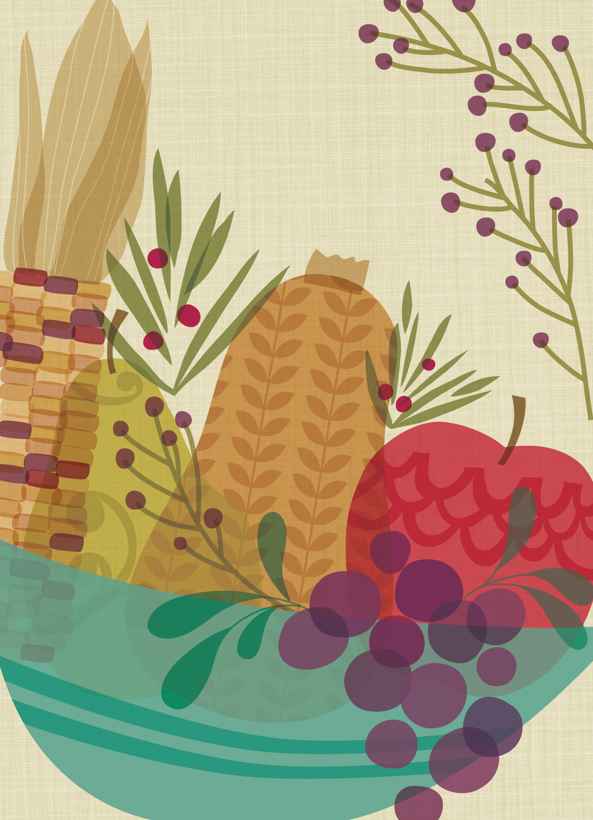 Kwanza Fruit Basket Illustration for Viabella