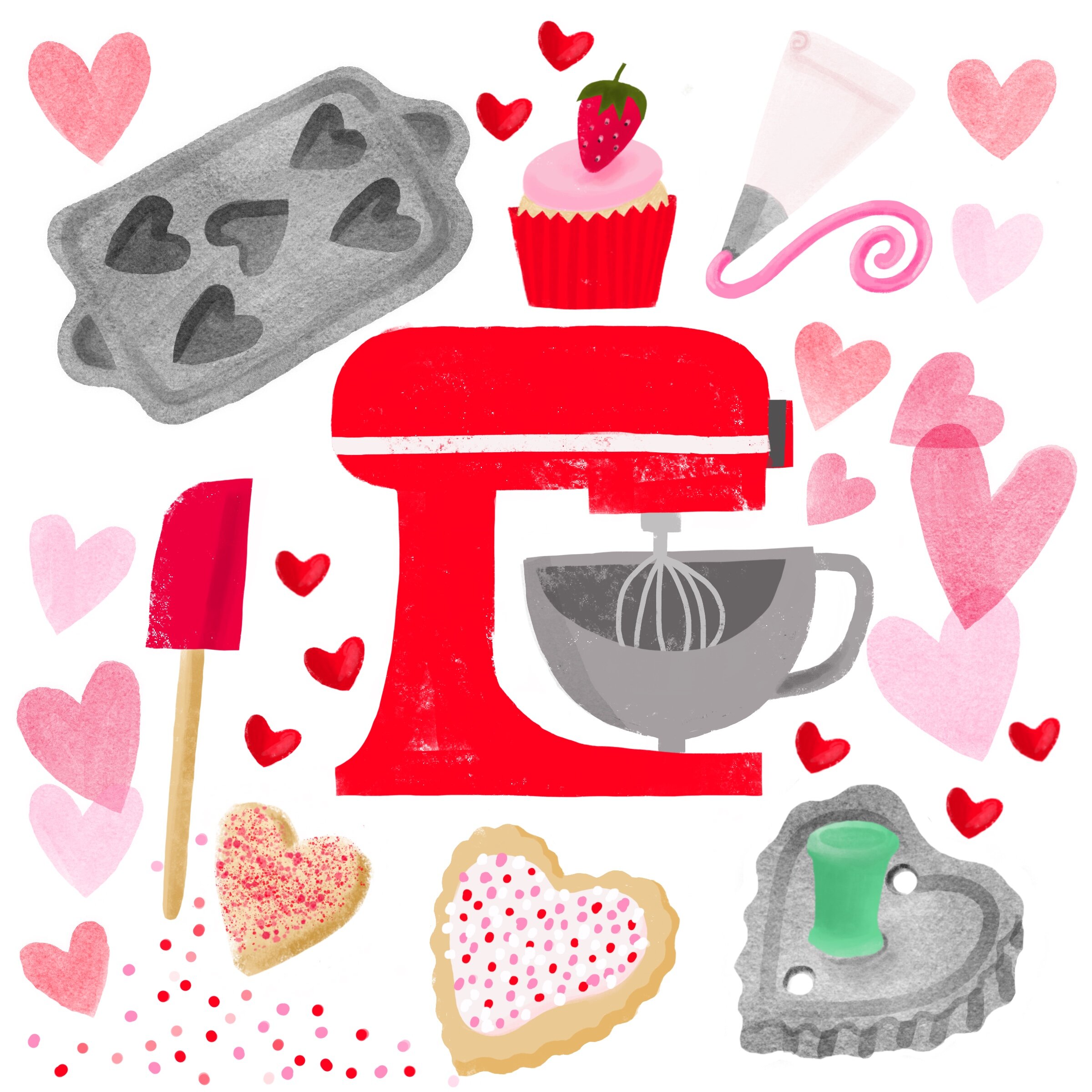 Valentine's Day Baking Illustration