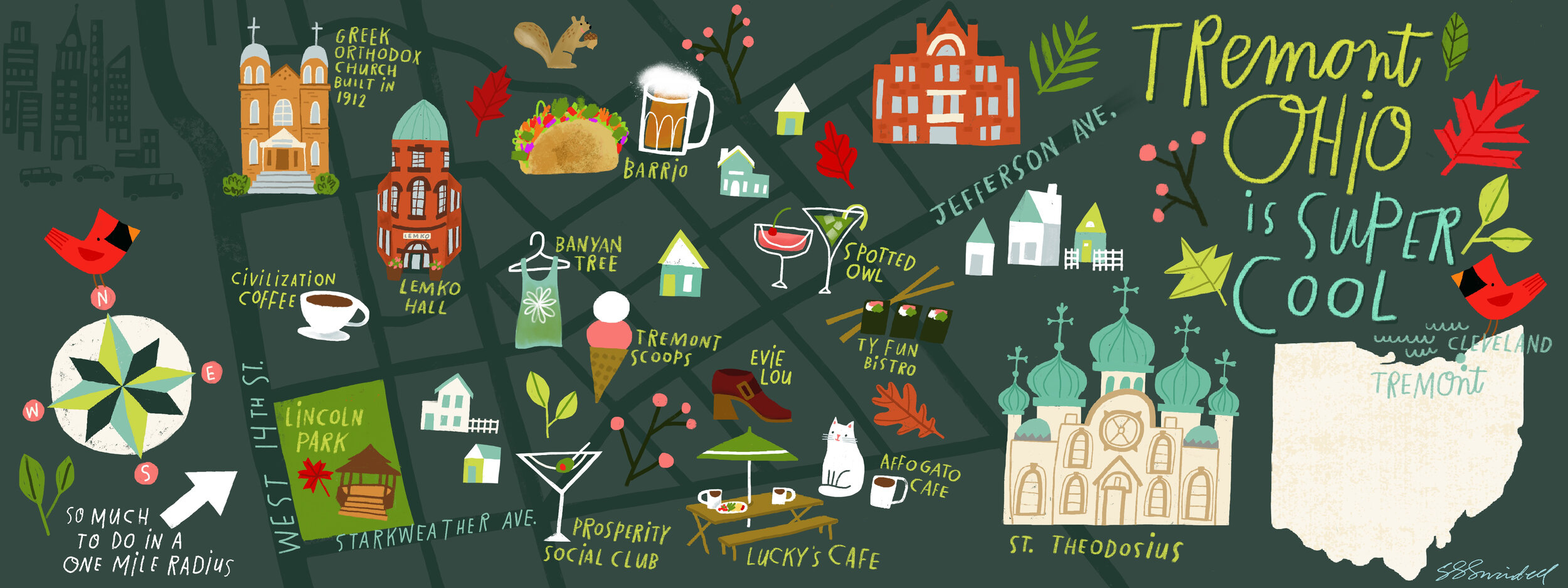 Illustrated Map of Tremont, Ohio for theyDraw