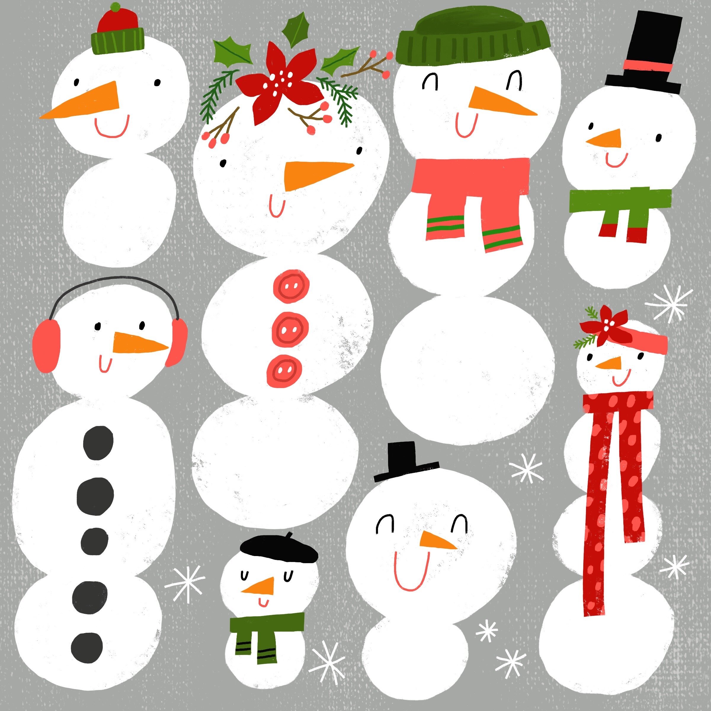 Cute Snowmen Illustration