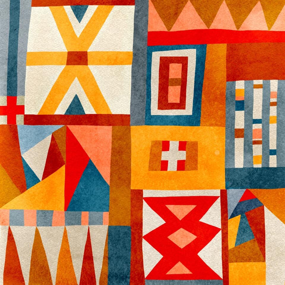  Abstract Quilt Illustration