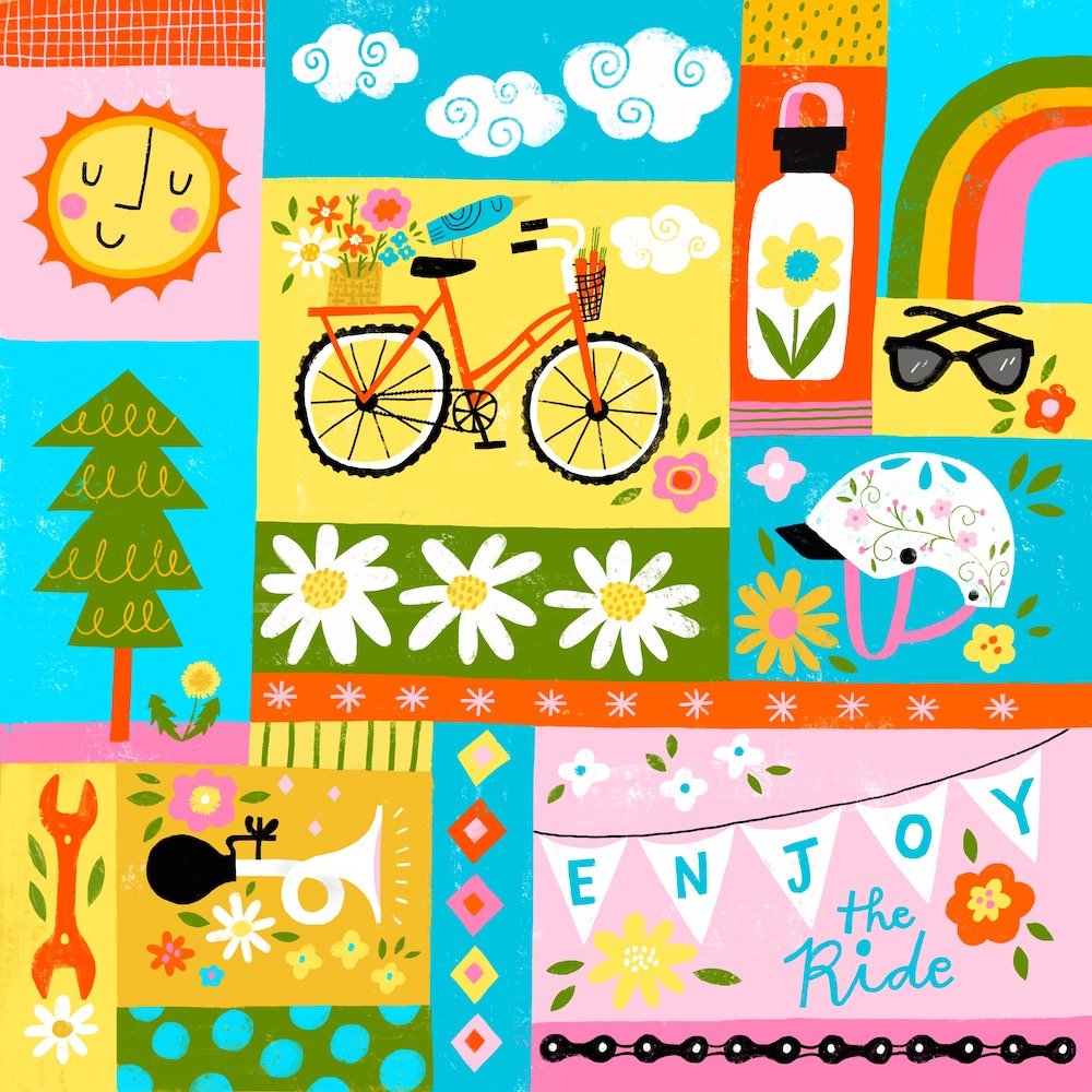 Illustration for 2022 Bicycle Calendar, Amber Lotus Publishing