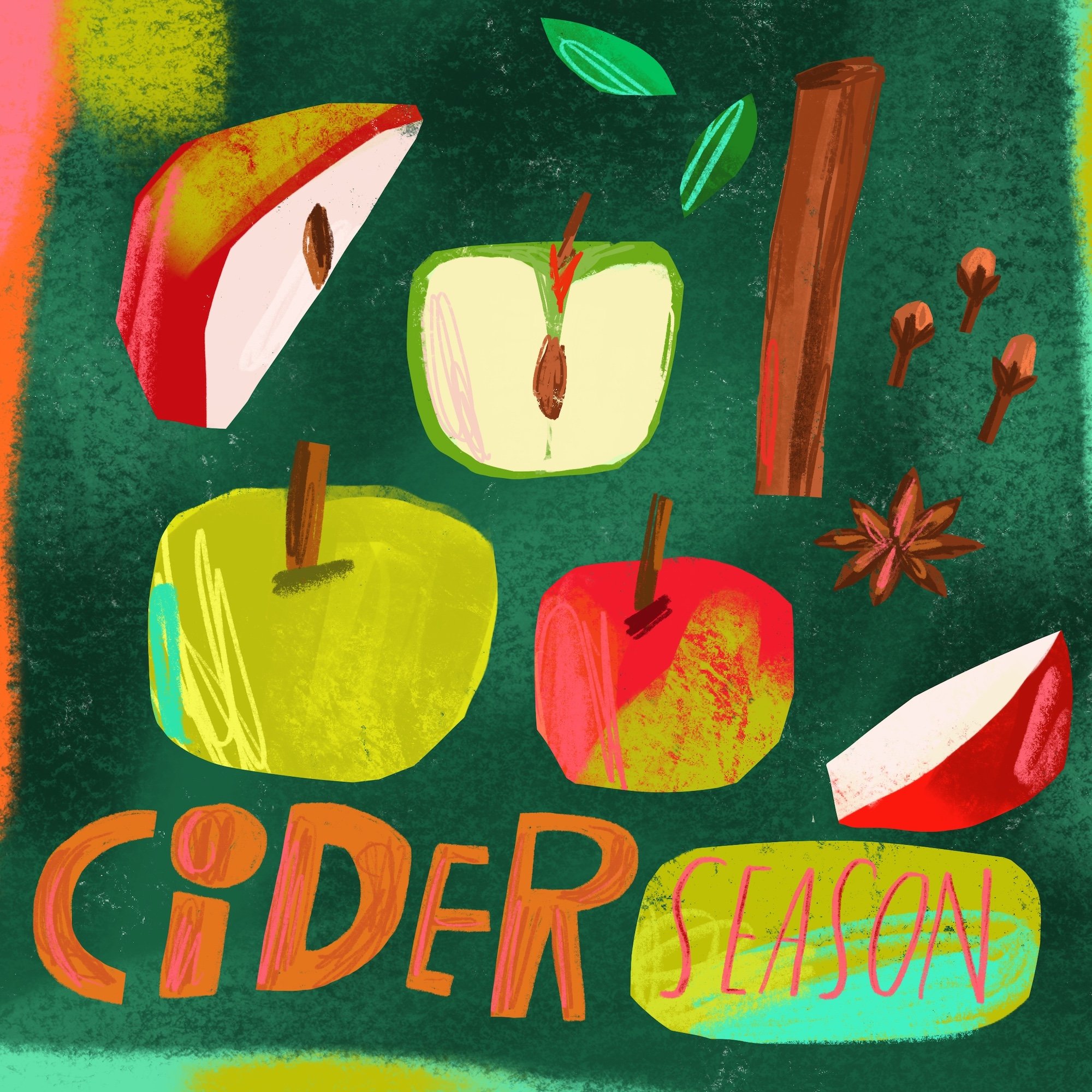 Illustrated ingredients for apple cider