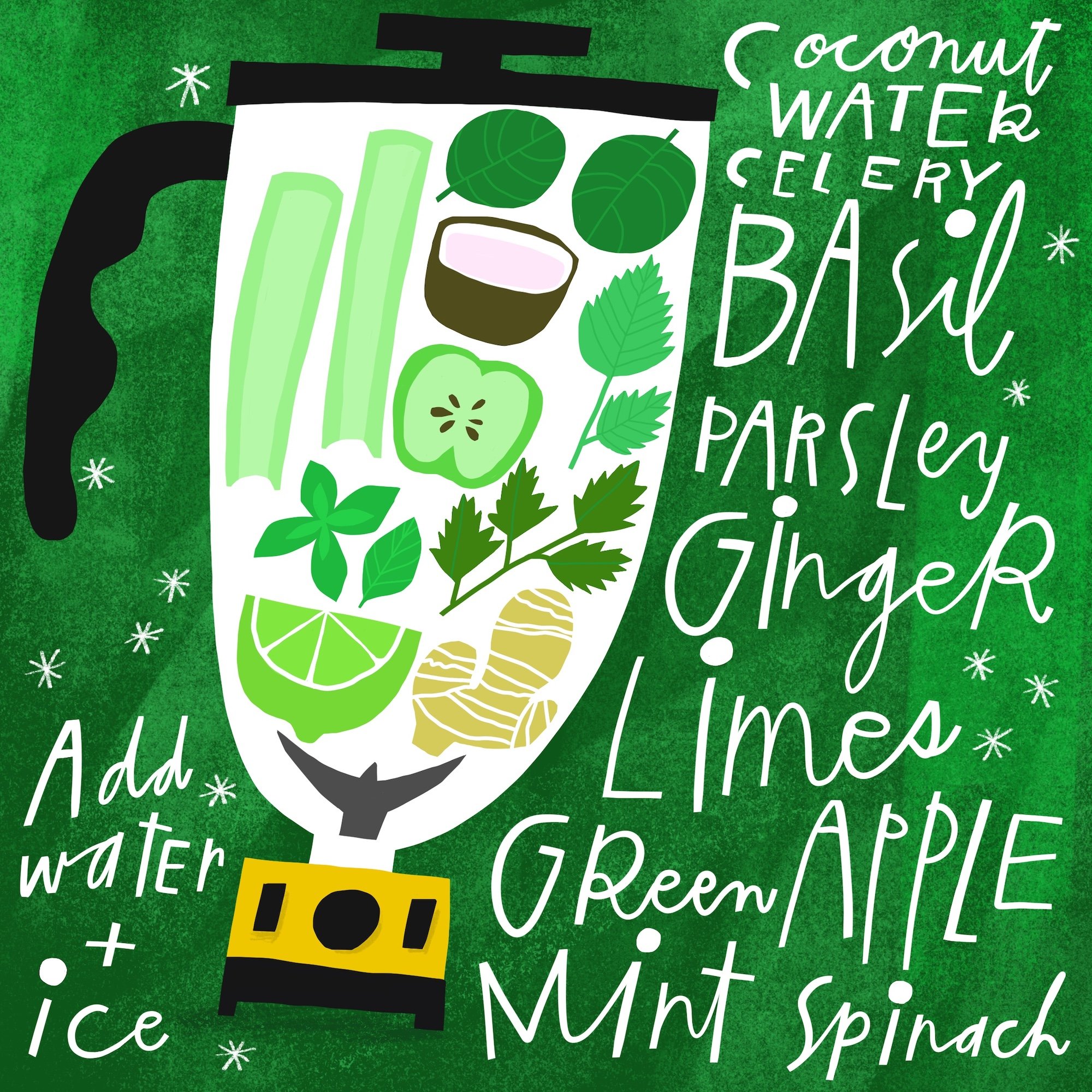 Illustrated recipe for green juice