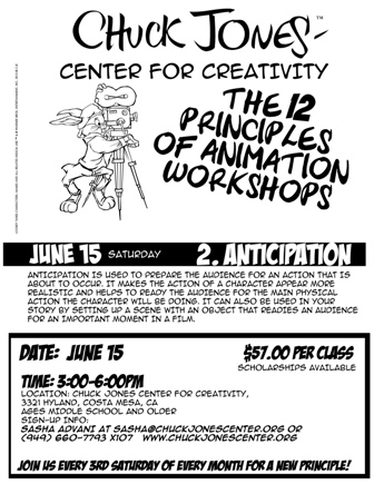 The 12 Principles of Animation Workshops - 2. Anticipation — Chuck Jones Center for Creativity The 12 Principles of Animation Workshops - 2. Anticipation — Chuck Jones Center for Creativity