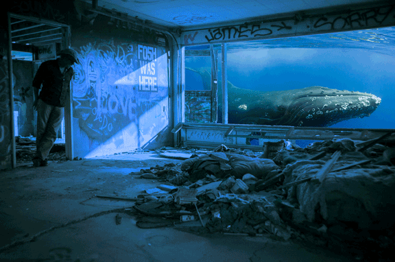 Whales break attachment by jumping from the water. Their detachment from outcome splashes high.