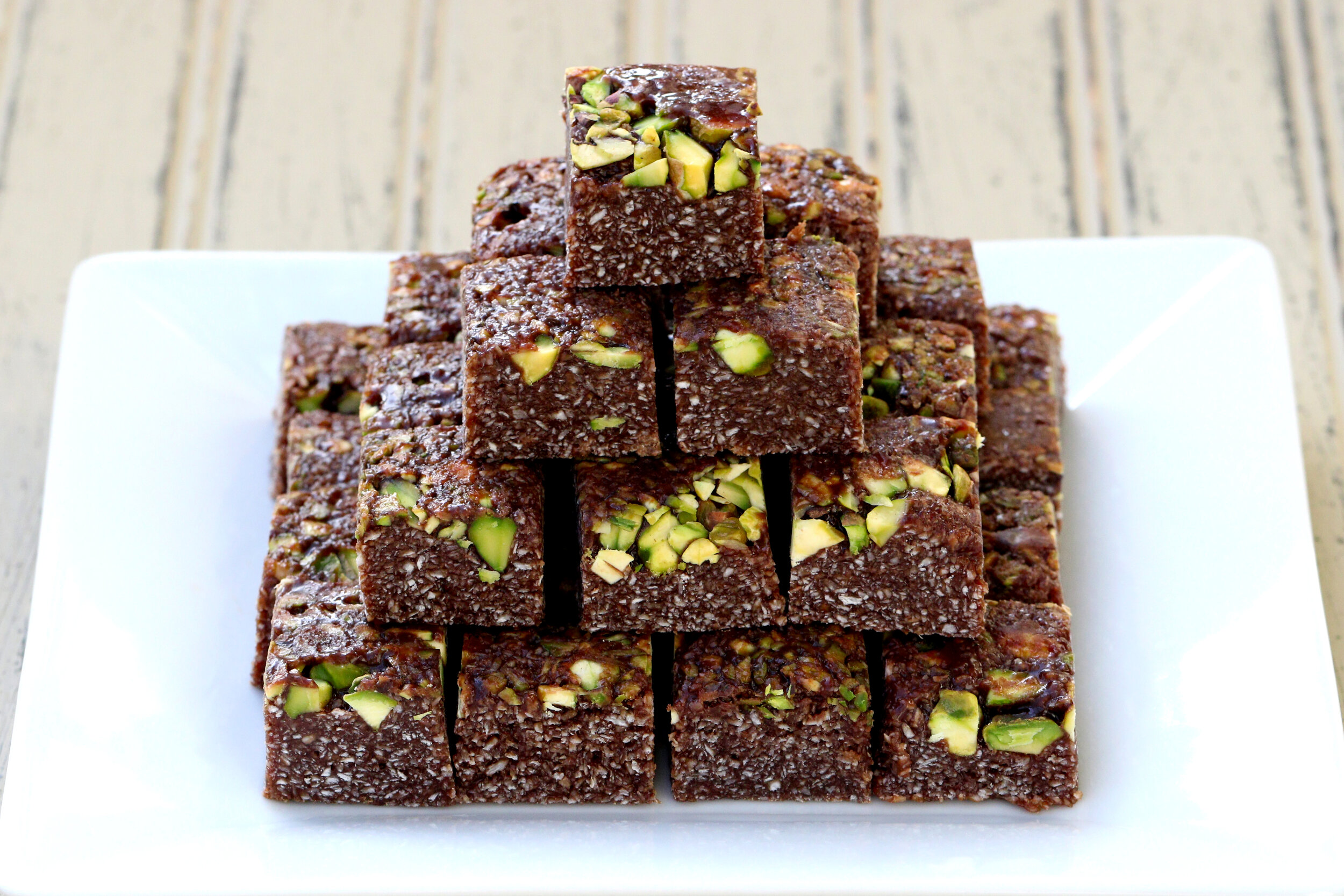 CHOCOLATE &amp; PISTACHIO SQUARES