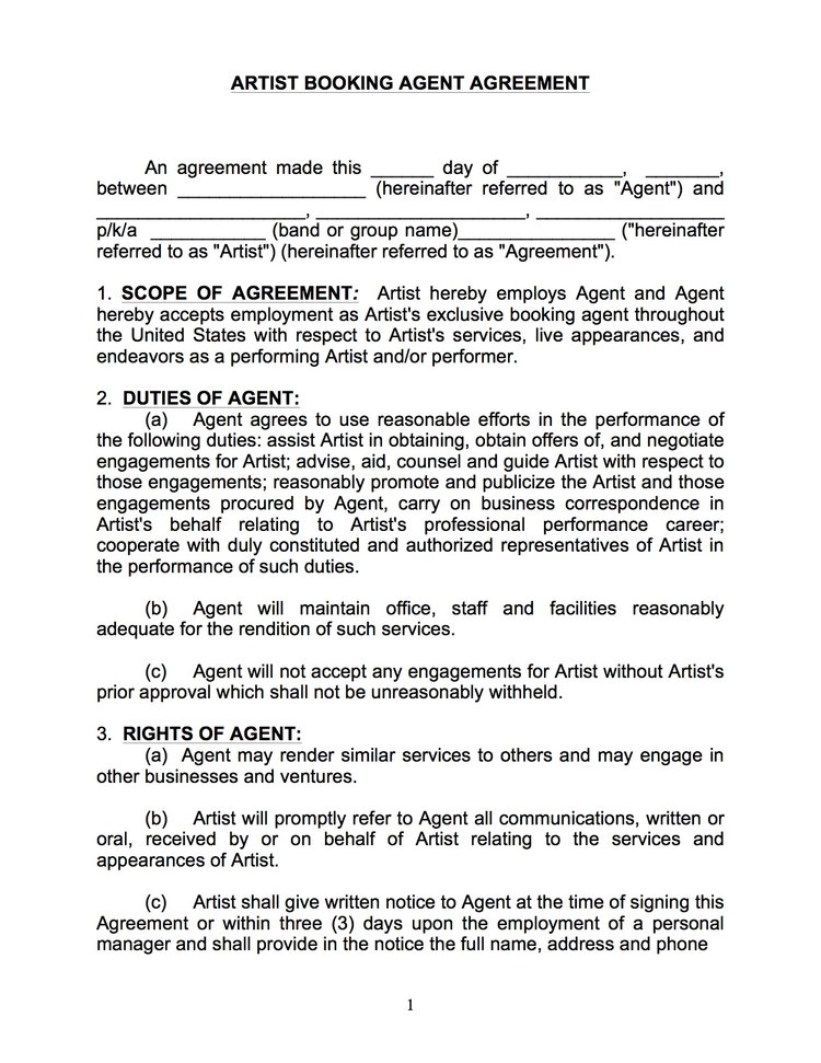 Free Artist-Agent Agreement Template & FAQs - Rocket Lawyer