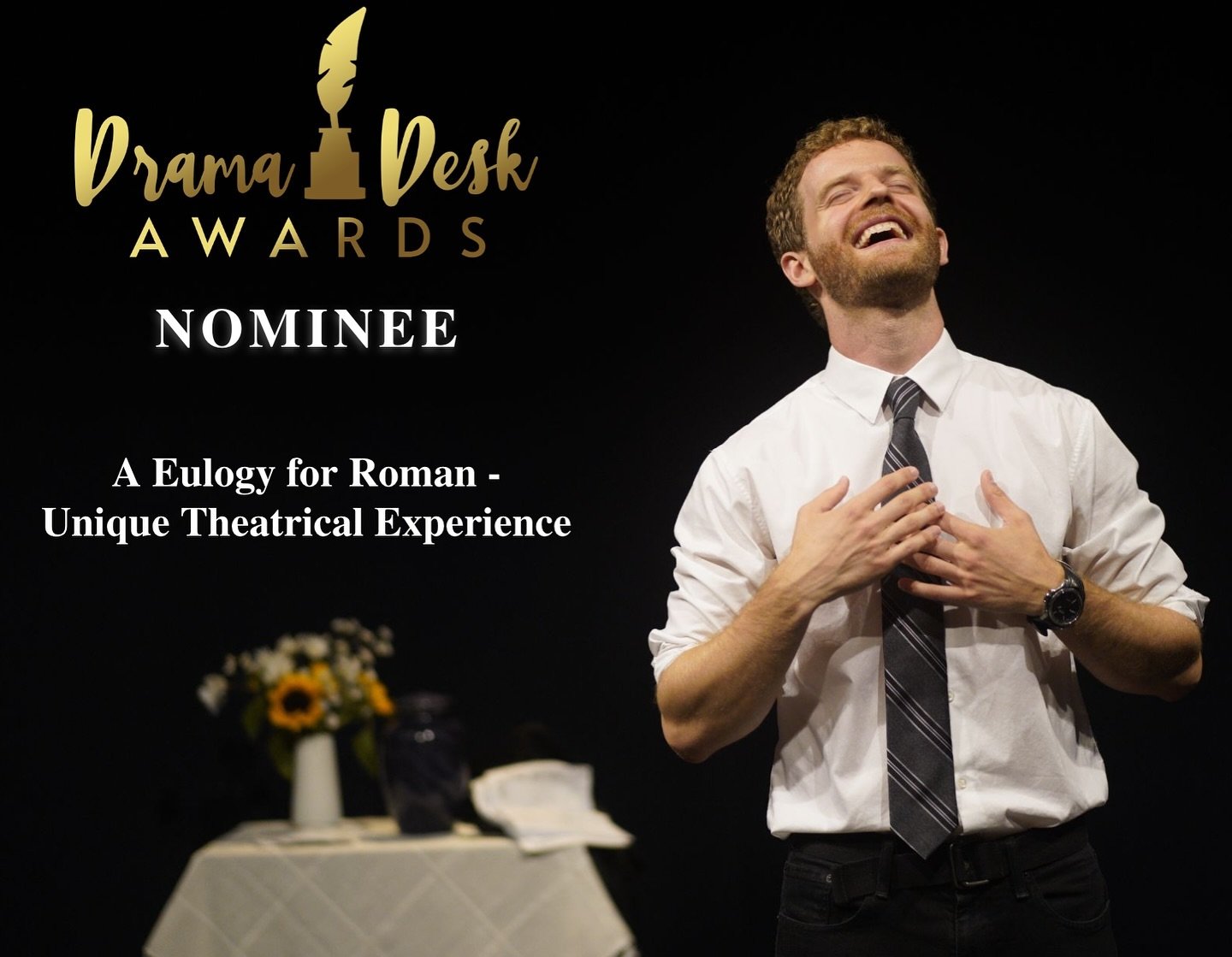 A Eulogy For Roman is thrilled to announce we are a Drama Desk Nominee for Unique Theatrical Experience! 

Thank you so much to everyone who participated in this show&rsquo;s journey (sometimes literally!) both onstage and off. Thank you to @59e59 fo