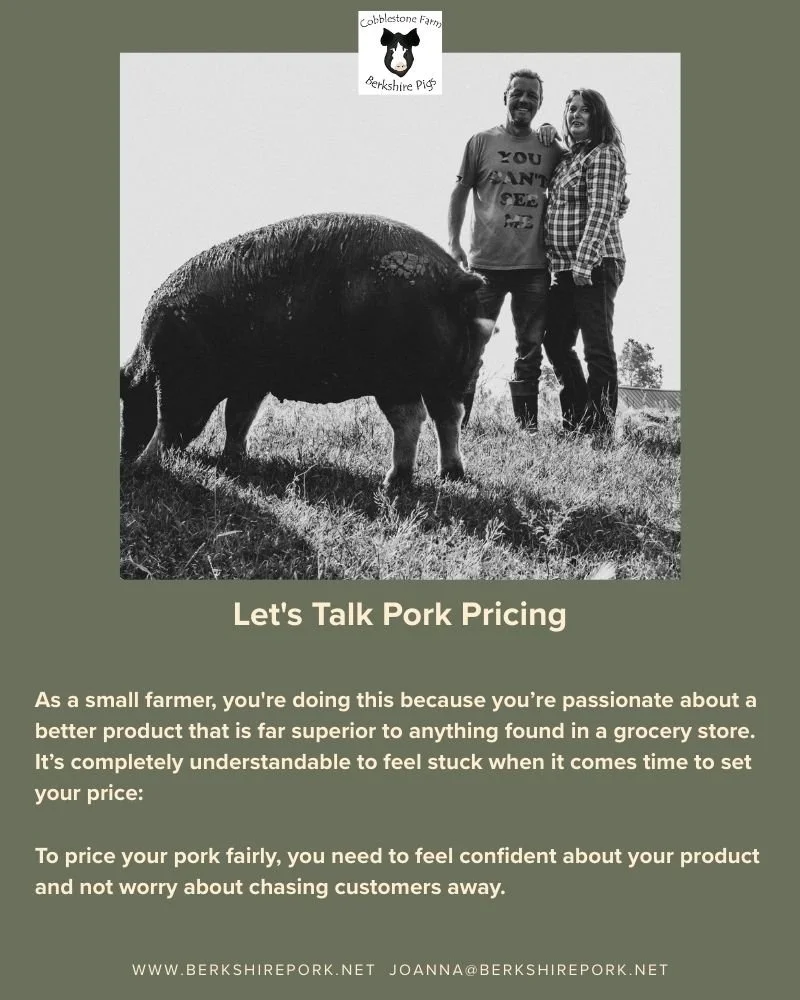 Front page of the 2026 Cobblestone Farm Pork Pricing Guide and consulting services for heritage Berkshire pork