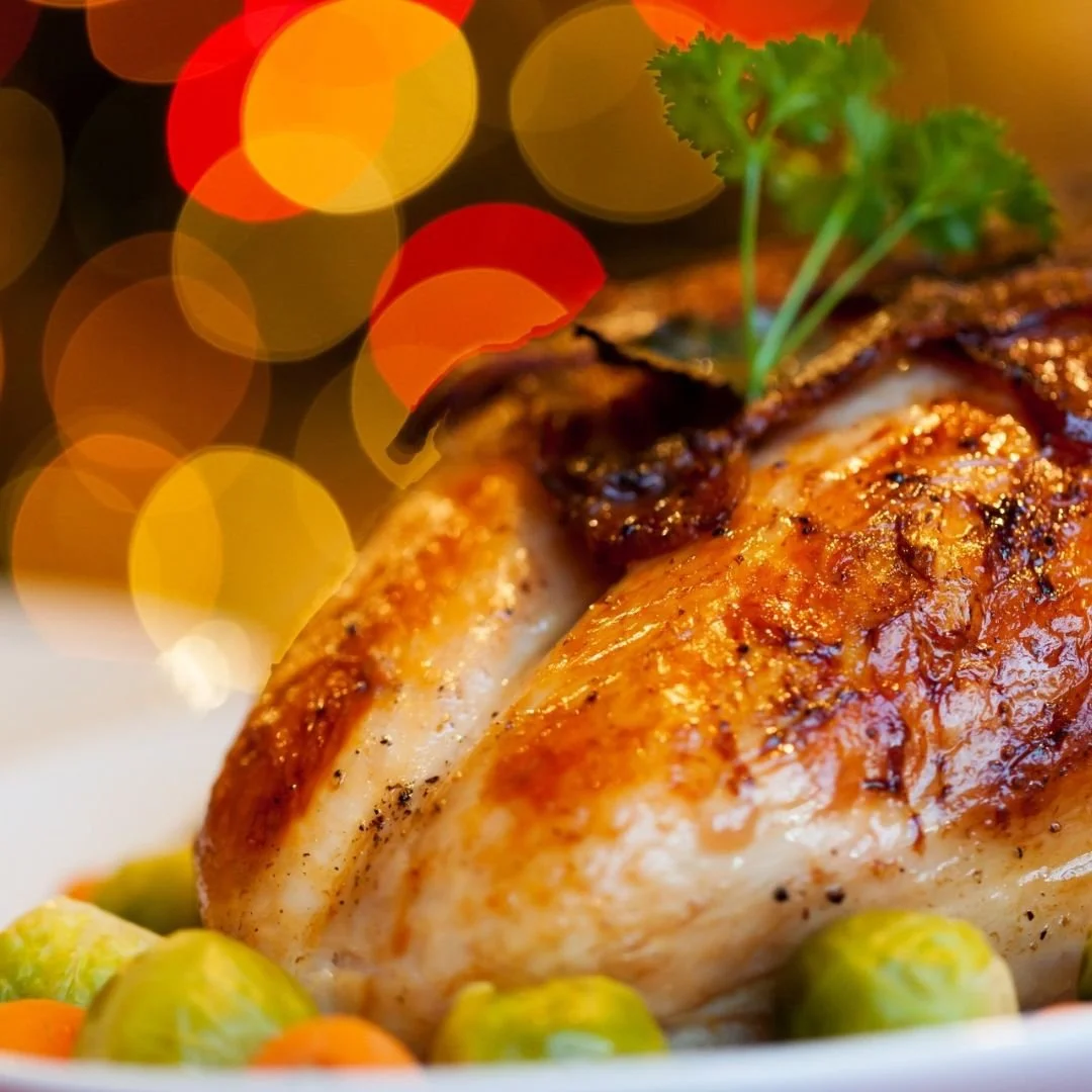 roast turkey breast with Brussel sprouts and carrots