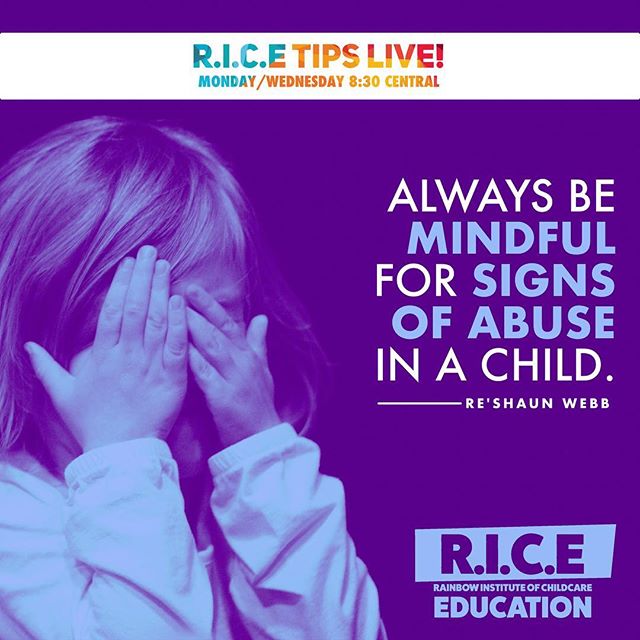 ProTip: Always be mindful for signs of abuse in a child. .
.
🔑 When talking with the child ensure them “im not gonna be mad & your not gonna get in trouble.”
🧠 Having the knowledge of abuse makes you liable of reporting that information.
//
Be sure to tune into R.I.C.E tips lives every Monday and Wednesday! .
.
#education #child #institute #facebooklive #show #knowledge #power #experience #follow #followforfollow #share #abuse #neglect #standup