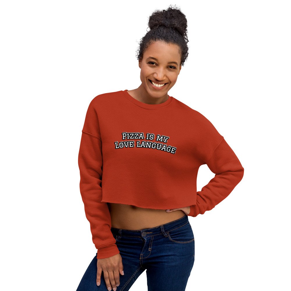 cropped orange sweatshirt