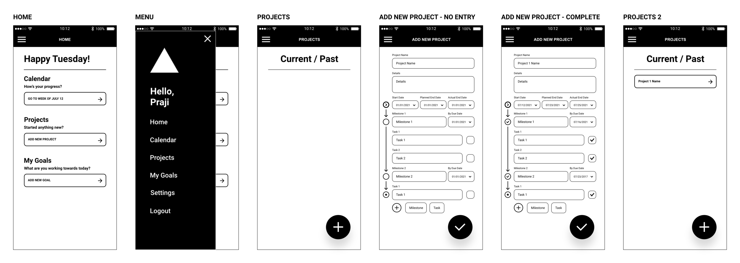 WIREFRAMES - Red Route 2 - New User Adding New Project