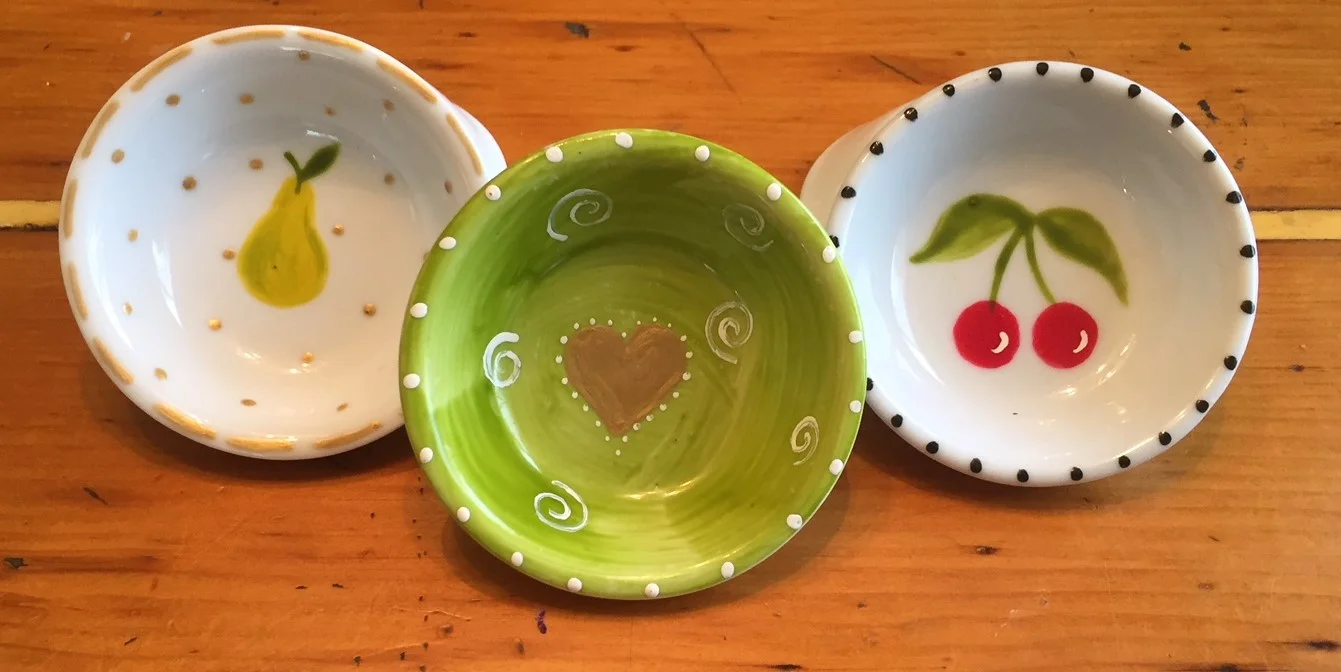 These sweet little dishes were painted by my friend Cami. I use them every day.