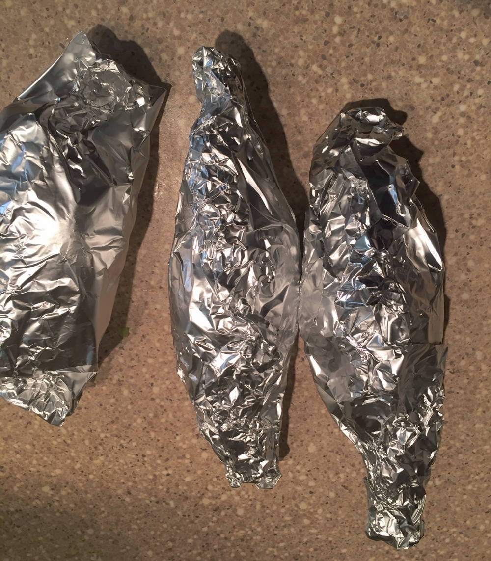 Seal the potatoes in tin foil.
