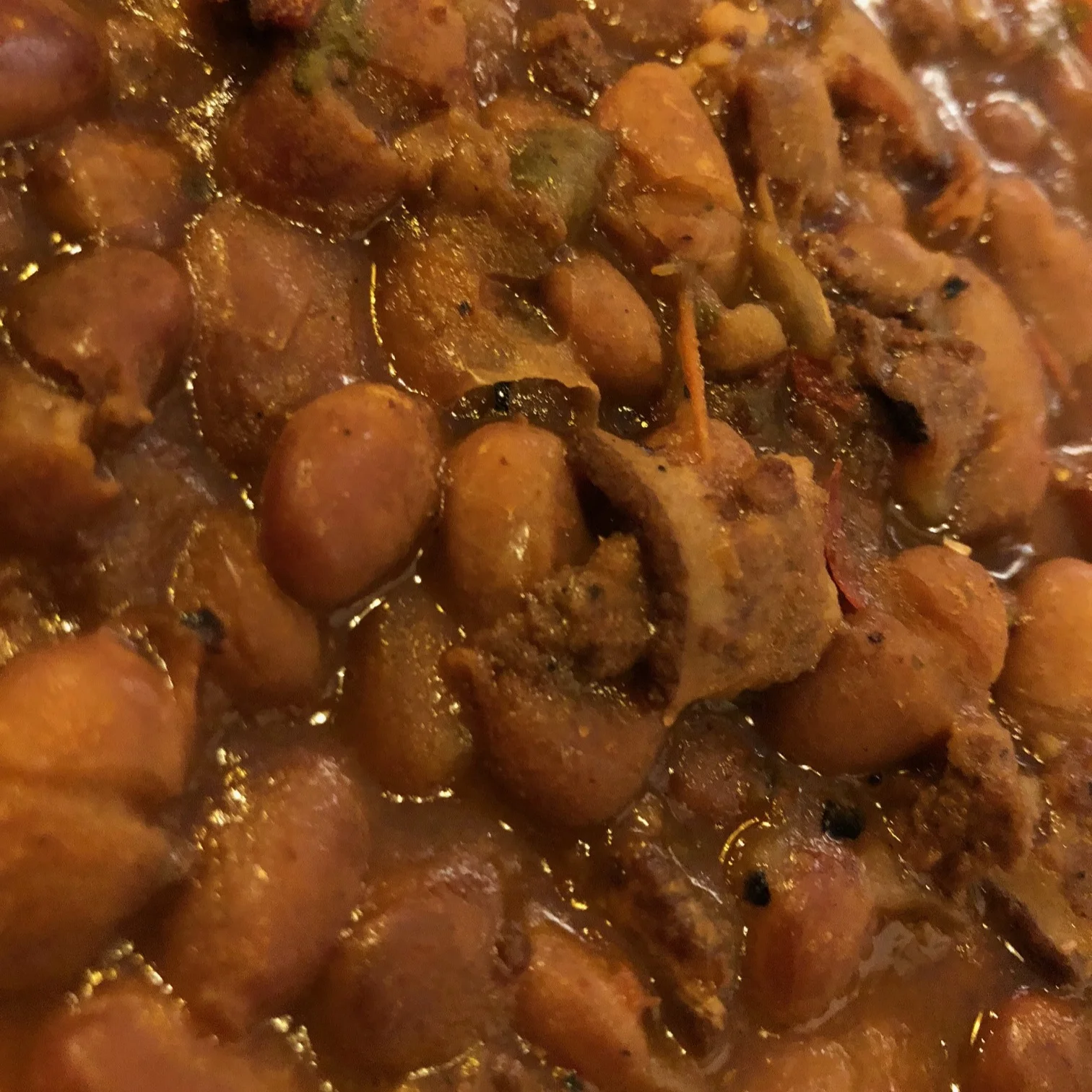 Charro Beans are pinto beans with bacon and chorizo.