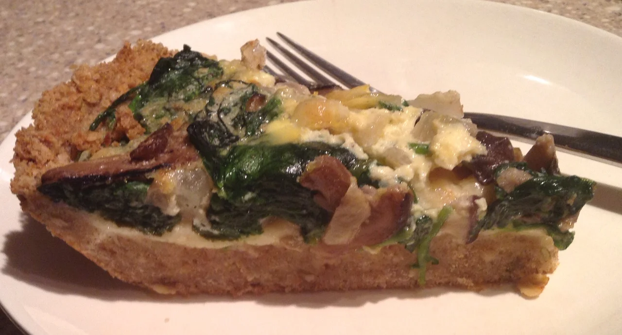 Quiche 1 - with spinach and shitake mushrooms. This crust was too much!