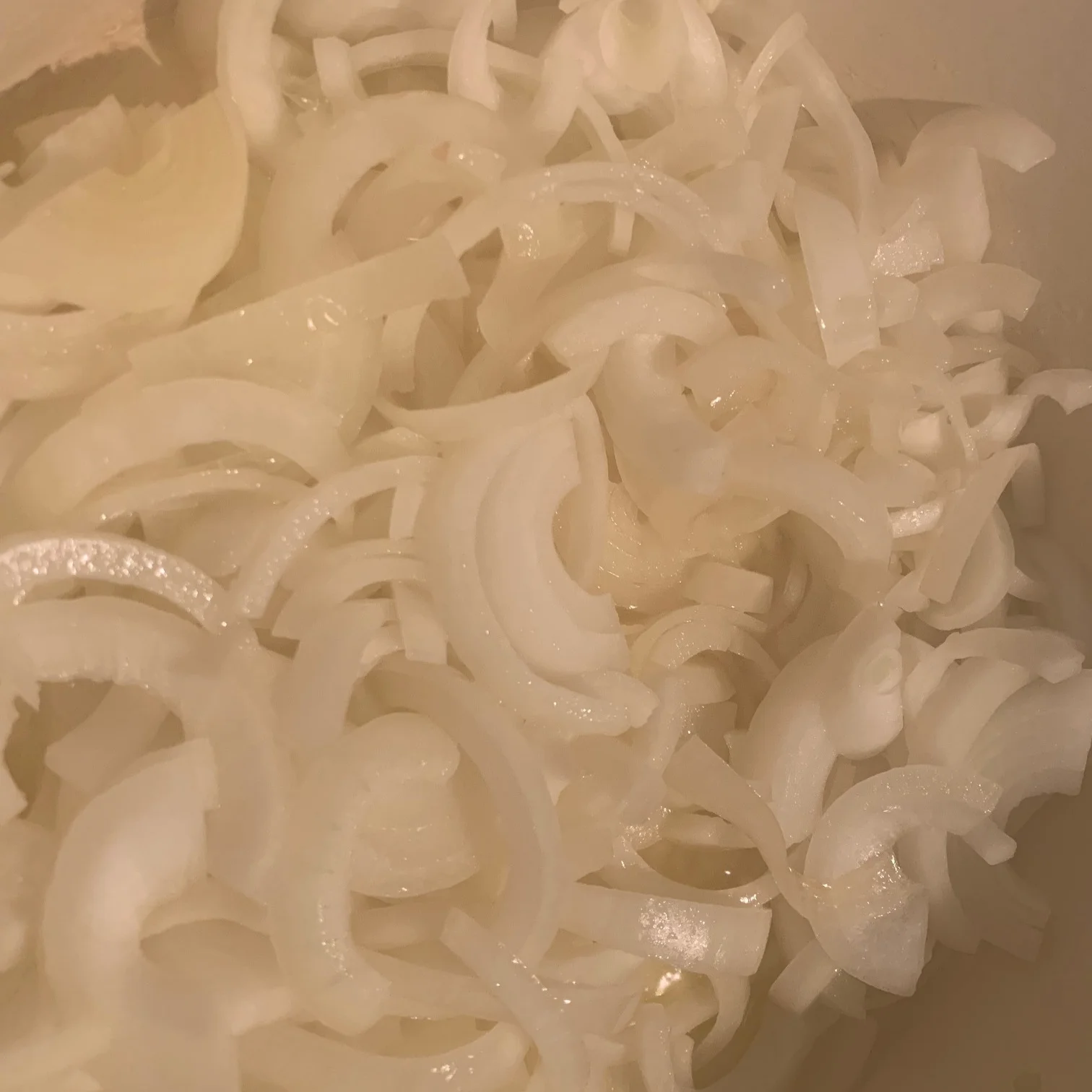 Slice the onions about 1/4 inch thick