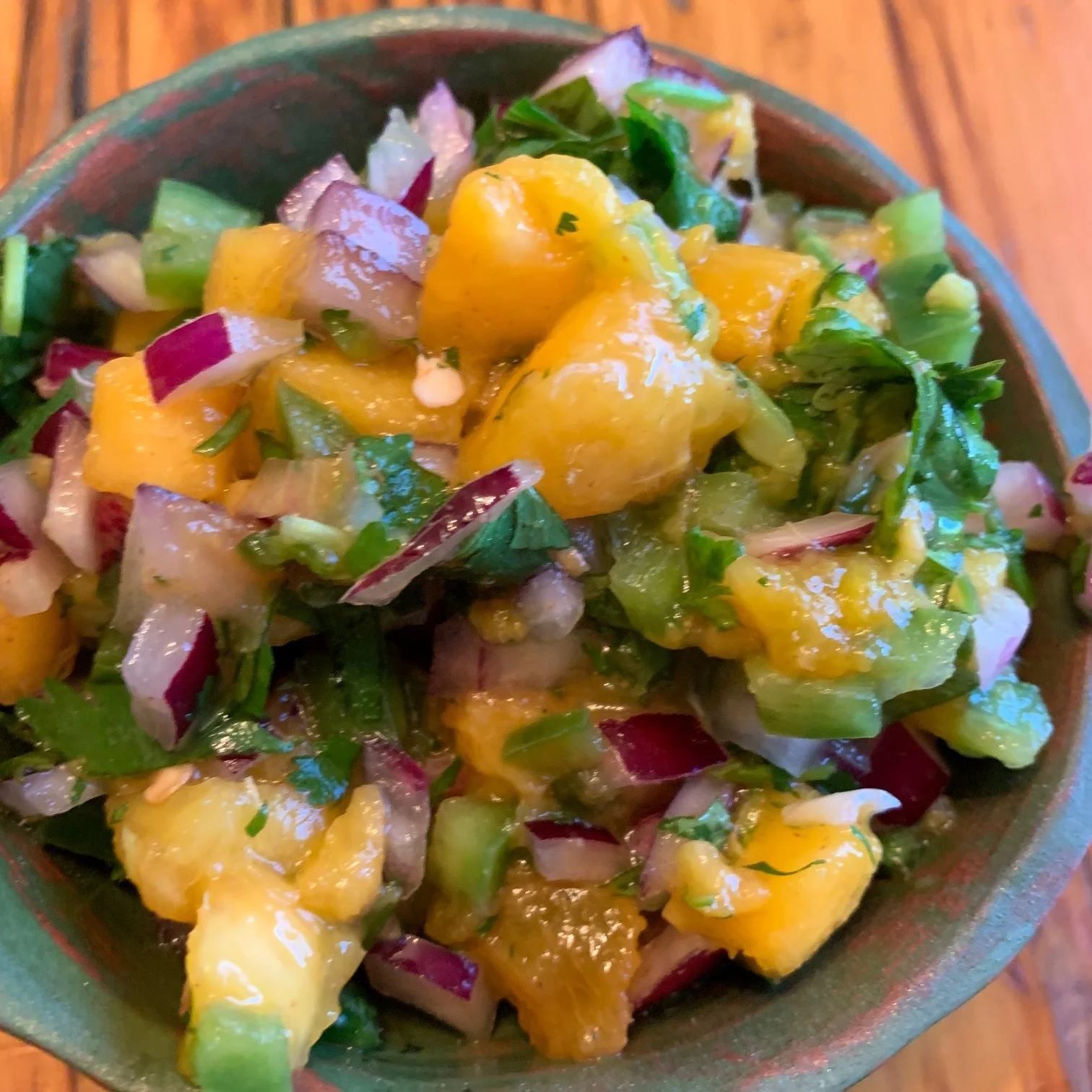 Fresh Peach salsa is sweet and spicy - serve with grilled fish , tacos or chips - GF + vegan