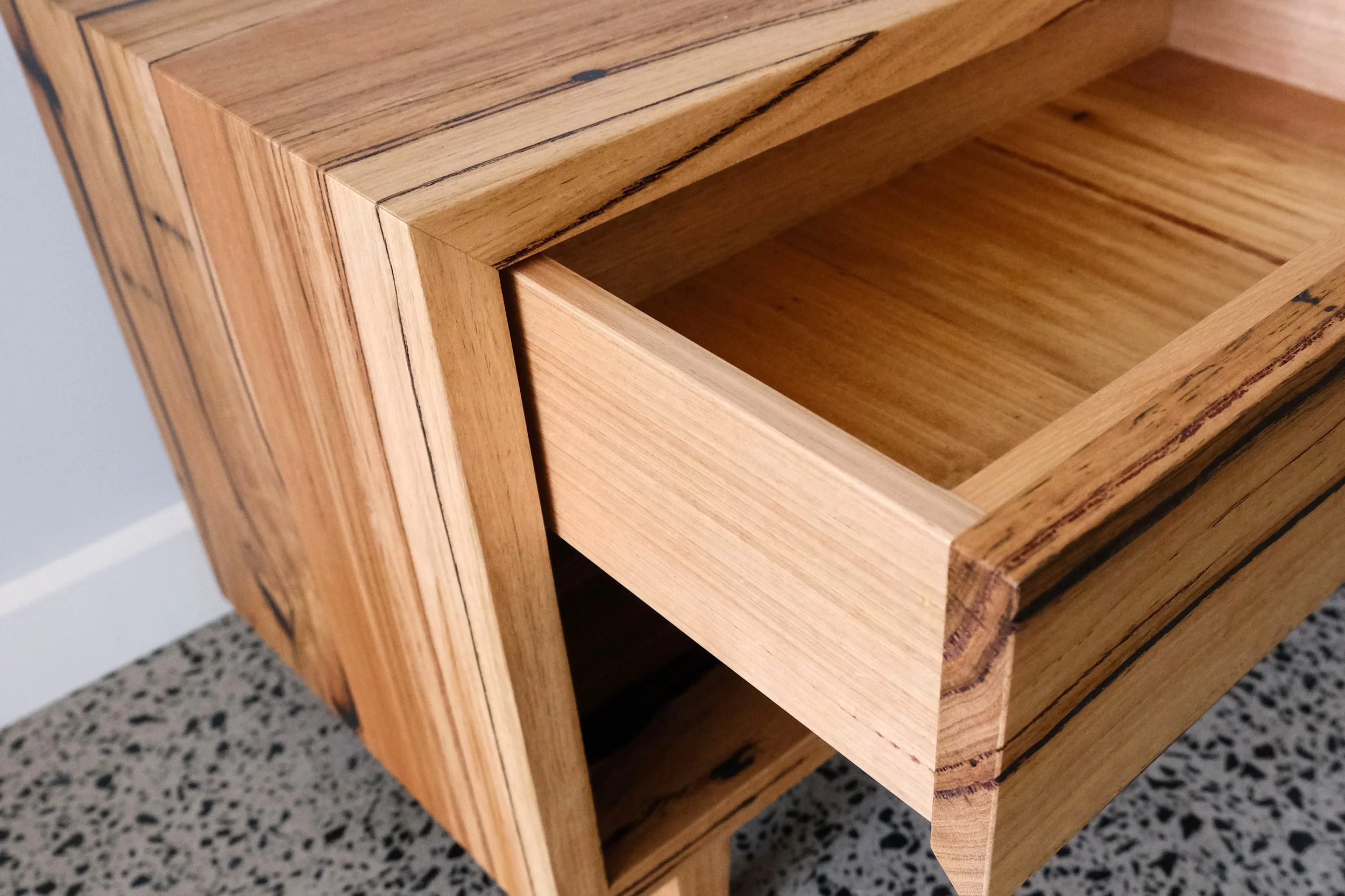 Consuela Bedside Tables in Messmate — Retrograde Furniture Made for