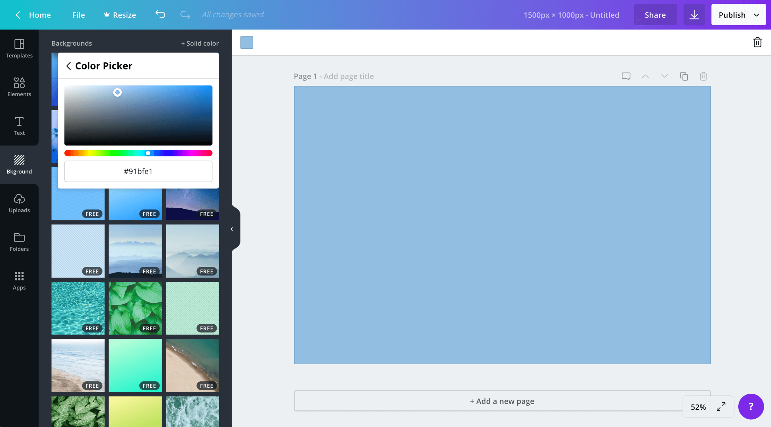 Set background color in Canva
