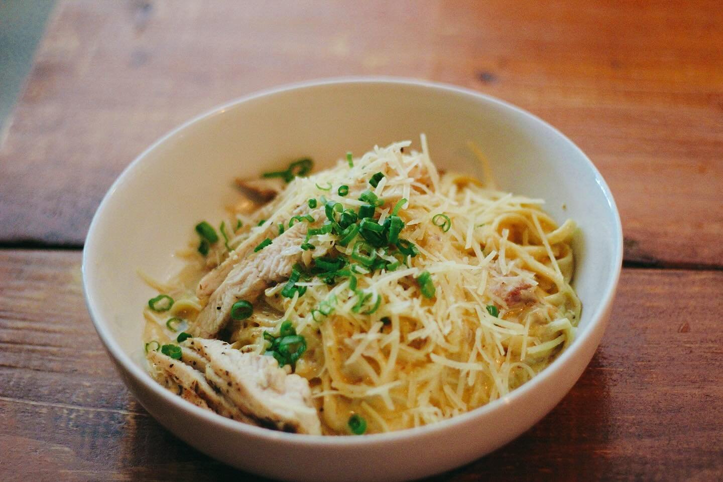 Stop In &amp; Enjoy Our Tasso Pasta Lunch Special! &bull; Your Choice of Chicken or Shrimp over Linguini Pasta tossed in Tasso Cream Sauce and topped with Parmesan Cheese &amp; Green Onions! 🍽️