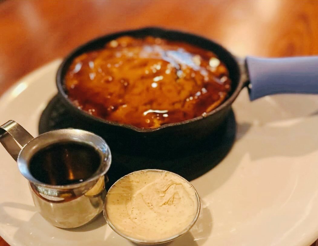 Enjoy Our Famous Skillet Cornbread with Maple Bourbon Glaze &amp; Cinnamon Whipped Butter! 🍽 Open 11AM to 9PM Monday to Friday &amp; 4PM to 9PM Saturday! 
&bull;
&bull;
&bull;
📸 @bougiekeet