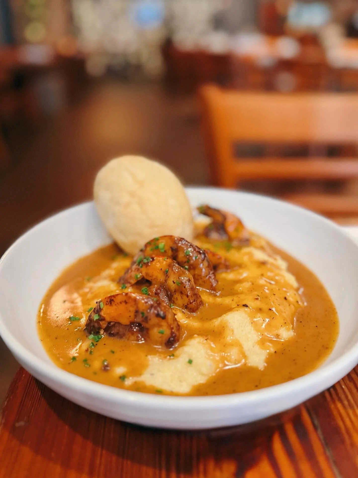 Good Morning, Baton Rouge! ☀️ Stop In &amp; Try Our New Orleans-Style BBQ Shrimp over Creamy Corn Grits! 🦐 Open 11AM-9PM!