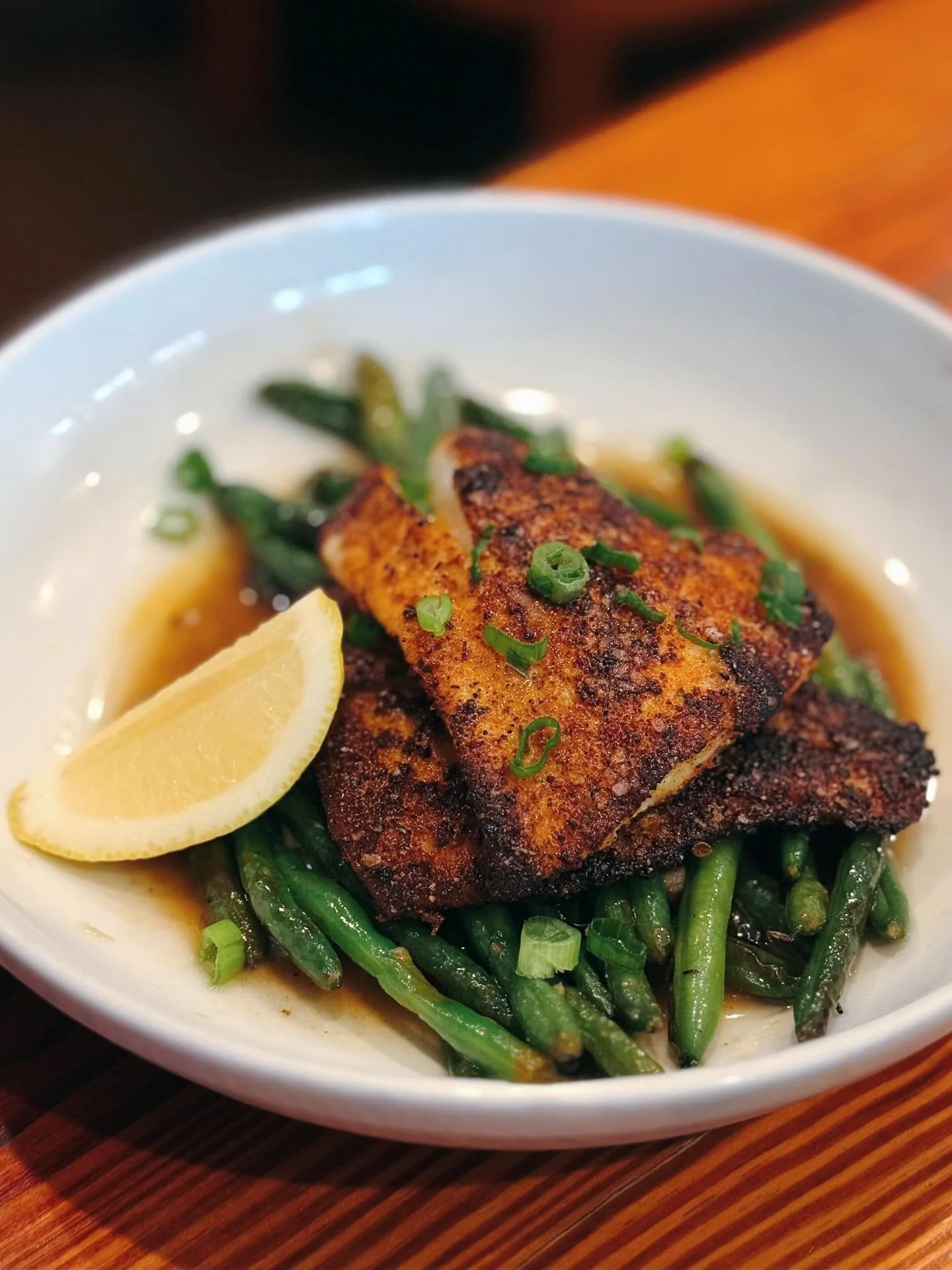 Good Morning, Baton Rouge! ☀️ Stop in Today &amp; Enjoy Our Lunch Redfish over Saut&eacute;ed Haricot Verts! 🍽️ Open 11AM to 9PM!