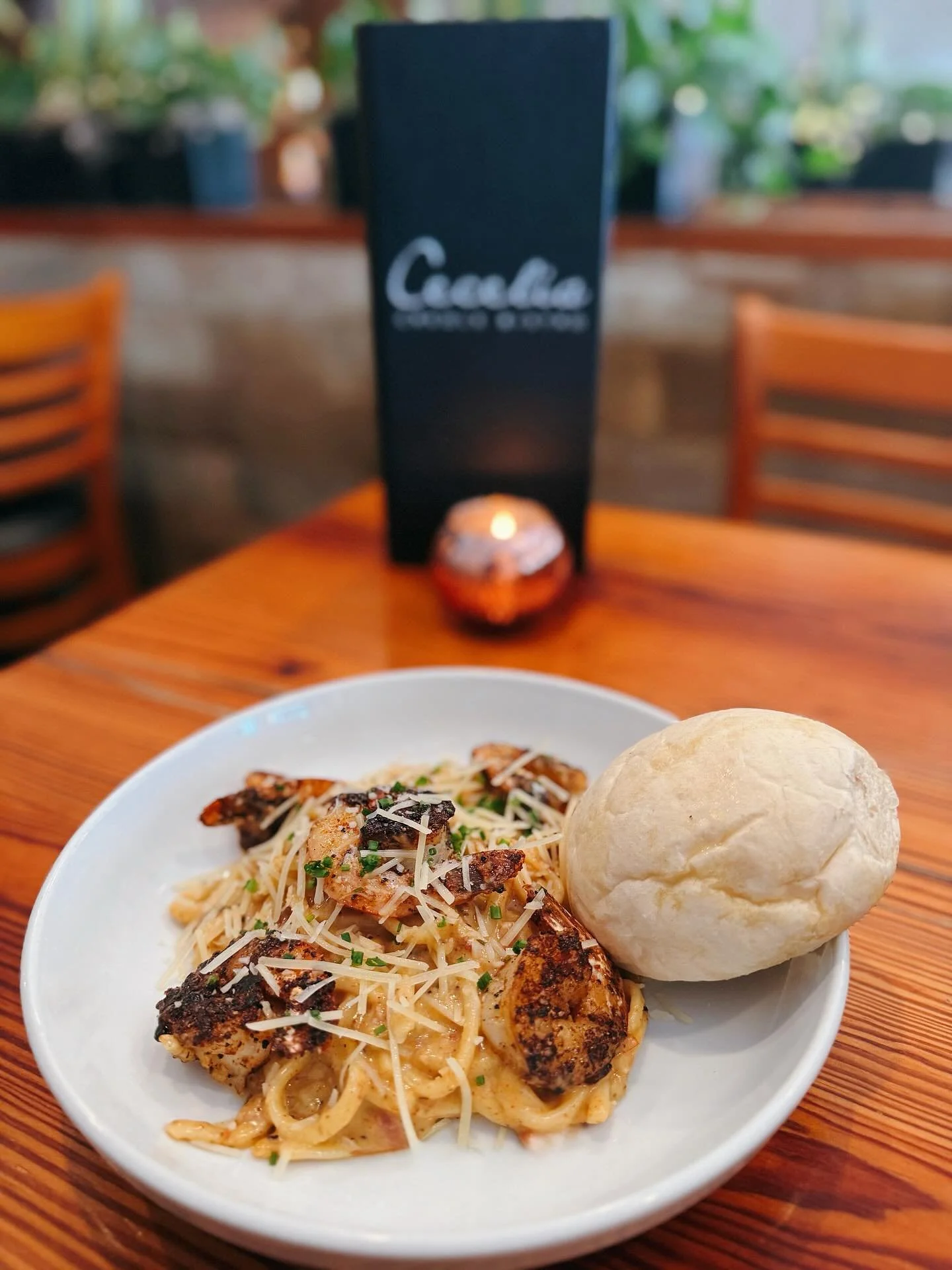 Happy Tuesday! ☀️ Stop In &amp; Enjoy Our Tasso Pasta &mdash; Your Choice of Chicken or Shrimp Over Linguini Pasta Tossed in a Tasso Cream Sauce &amp; Served with a Pistolette!