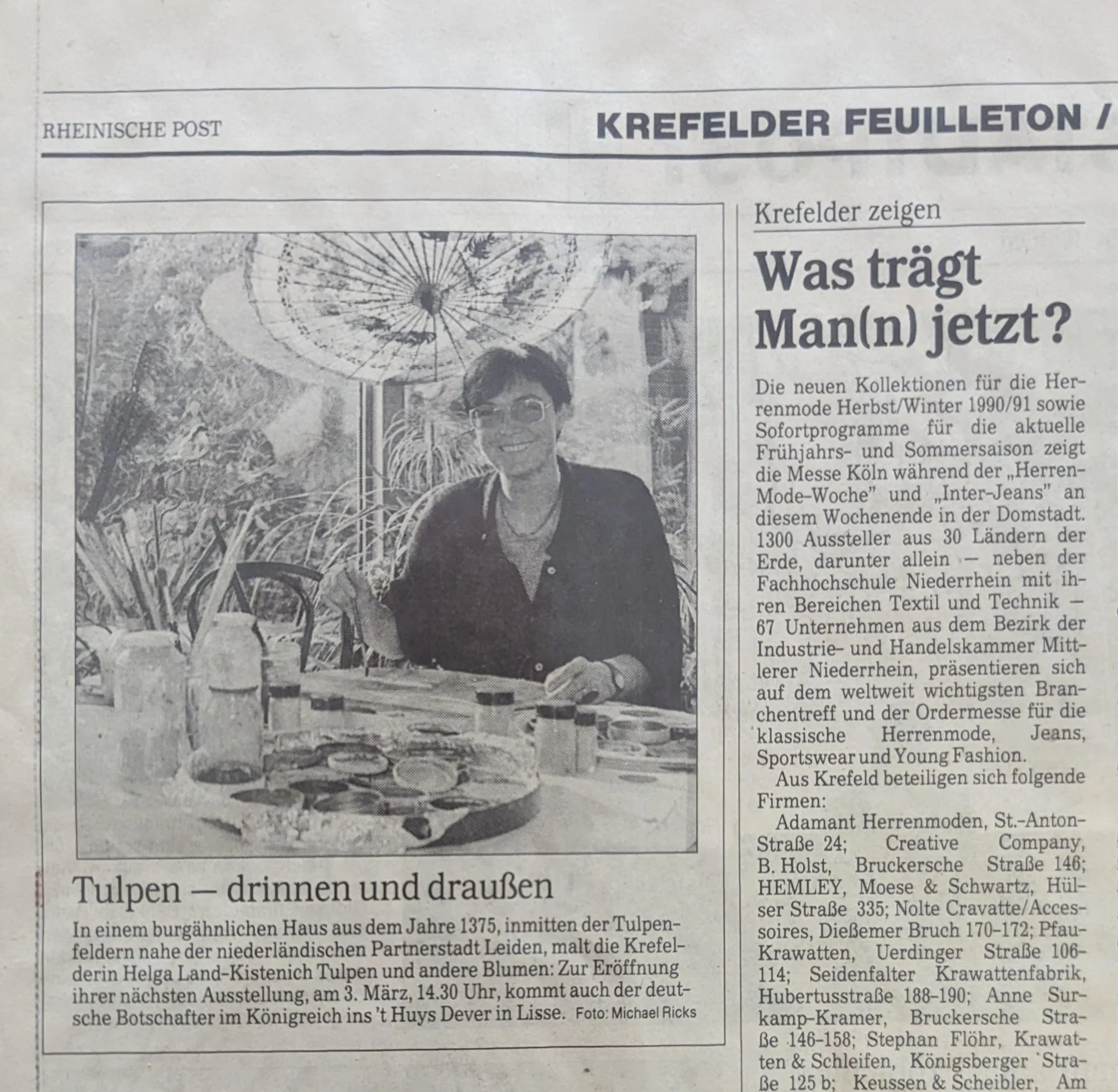 1990 Huist t` Dever Galerie, Lisse, NL. Rheinische Post