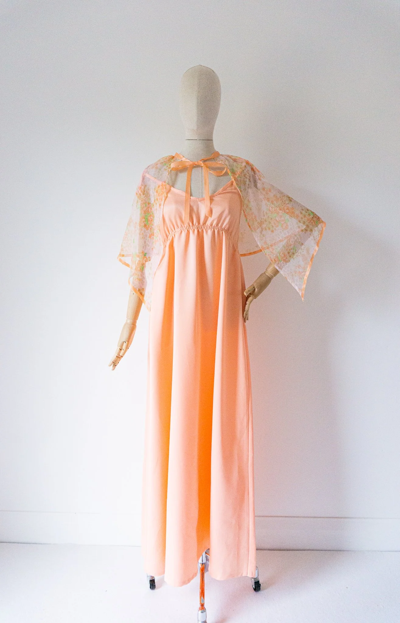 chiffon capelet dress vintage 1930s Blueberry Silk Chiffon Capelet Gown [med/lrg/xl]