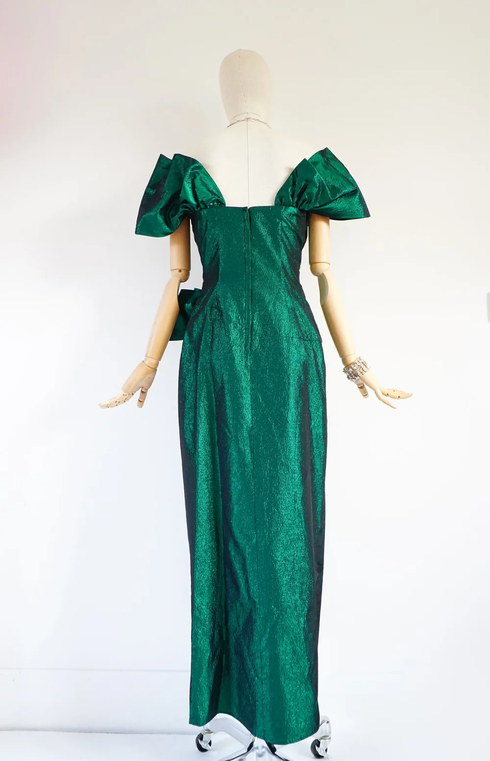 emerald green gothic dress Art Deco Ruched Gown in Green main image 0