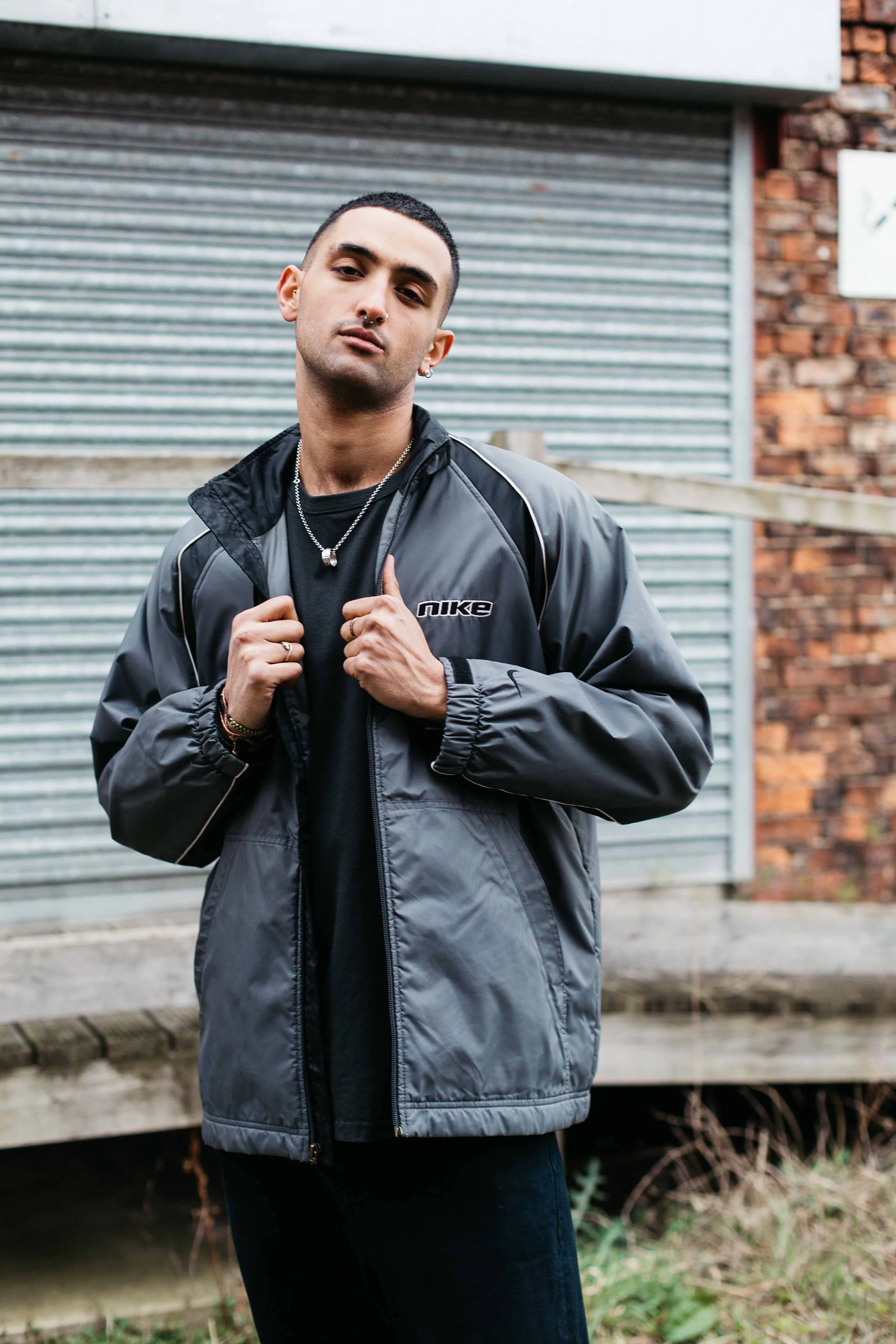 Grey Black Nike Lined Jacket Coat — Headlock Vintage