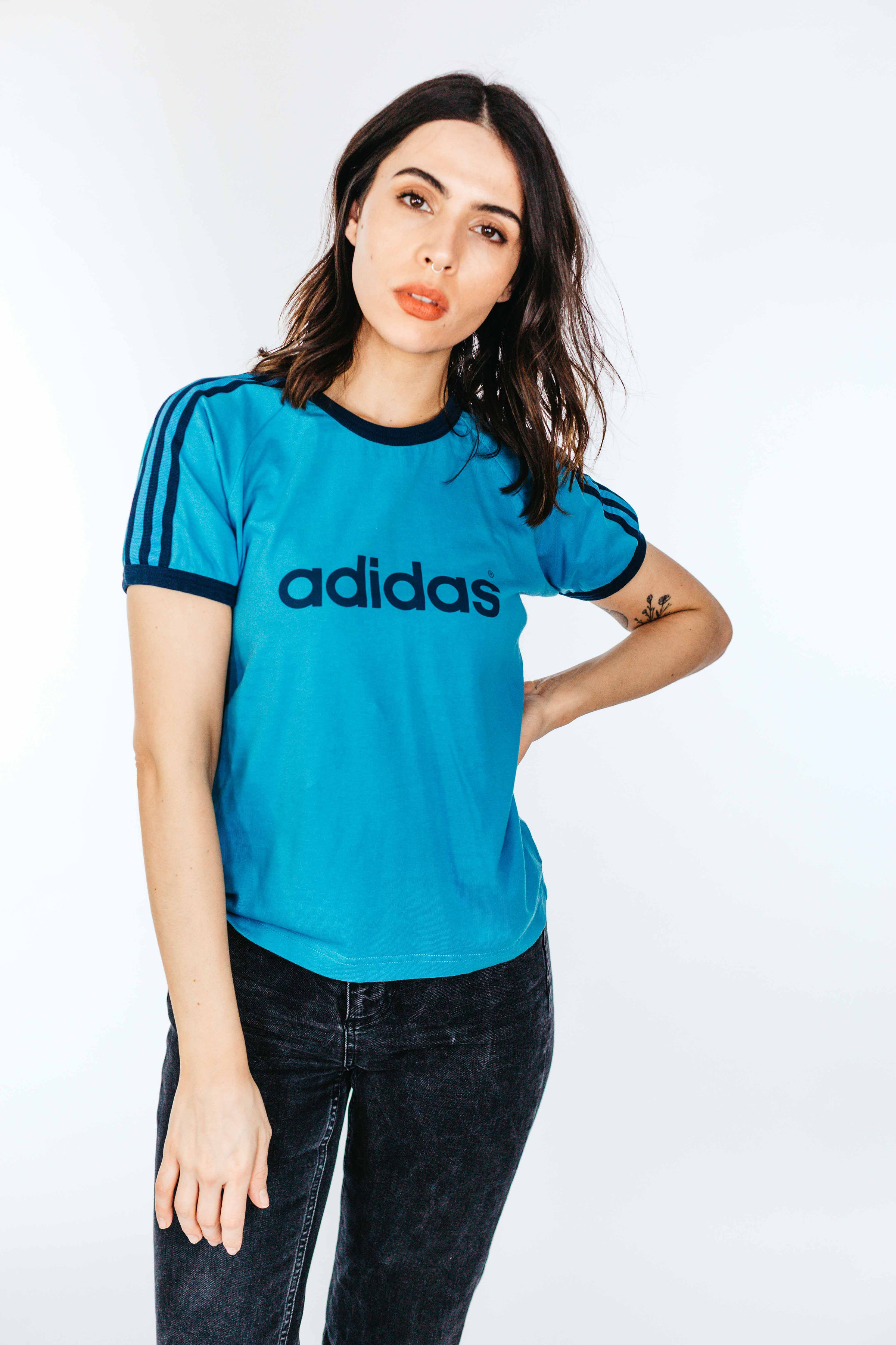 light blue adidas crew neck