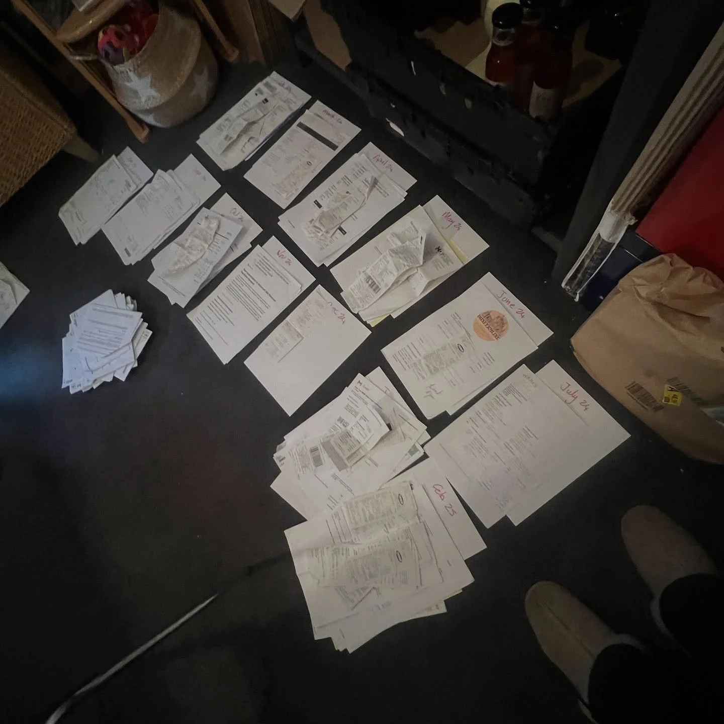 Kill me now 🔪

Every year I say I&rsquo;m going to keep on top of my accounts and every year I&rsquo;m here scrabbling on the floor sorting through piles of receipts 🤯😵&zwj;💫😫

Honestly this year I really am going to sort my admin out &mdash; it
