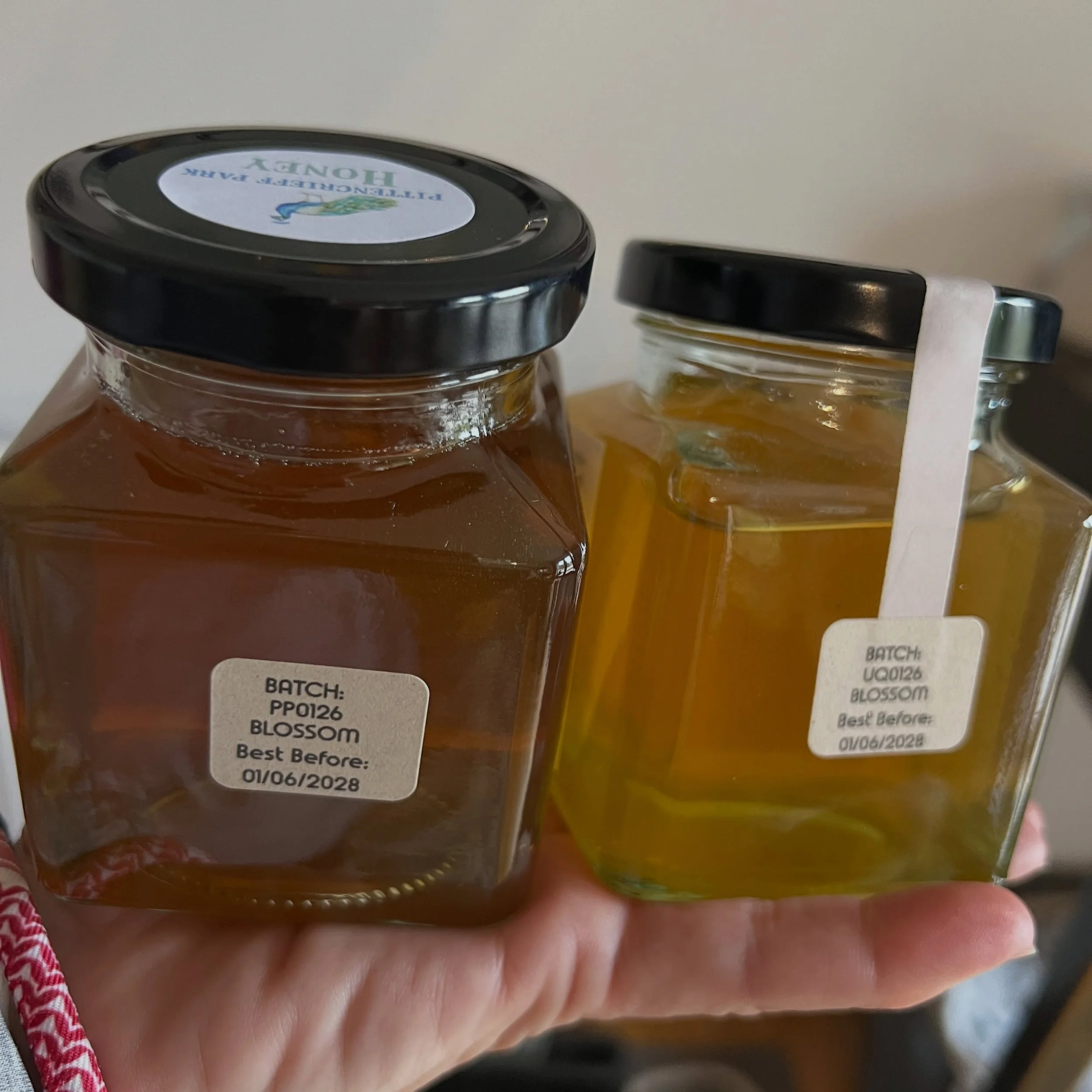 The difference in colour in these two batches from apiaries 900m apart blows my mind. 

Each hive makes its own honey depending on what flowers they decide to visit and it&rsquo;s the combination that creates unique flavour profiles. 

We&rsquo;re al