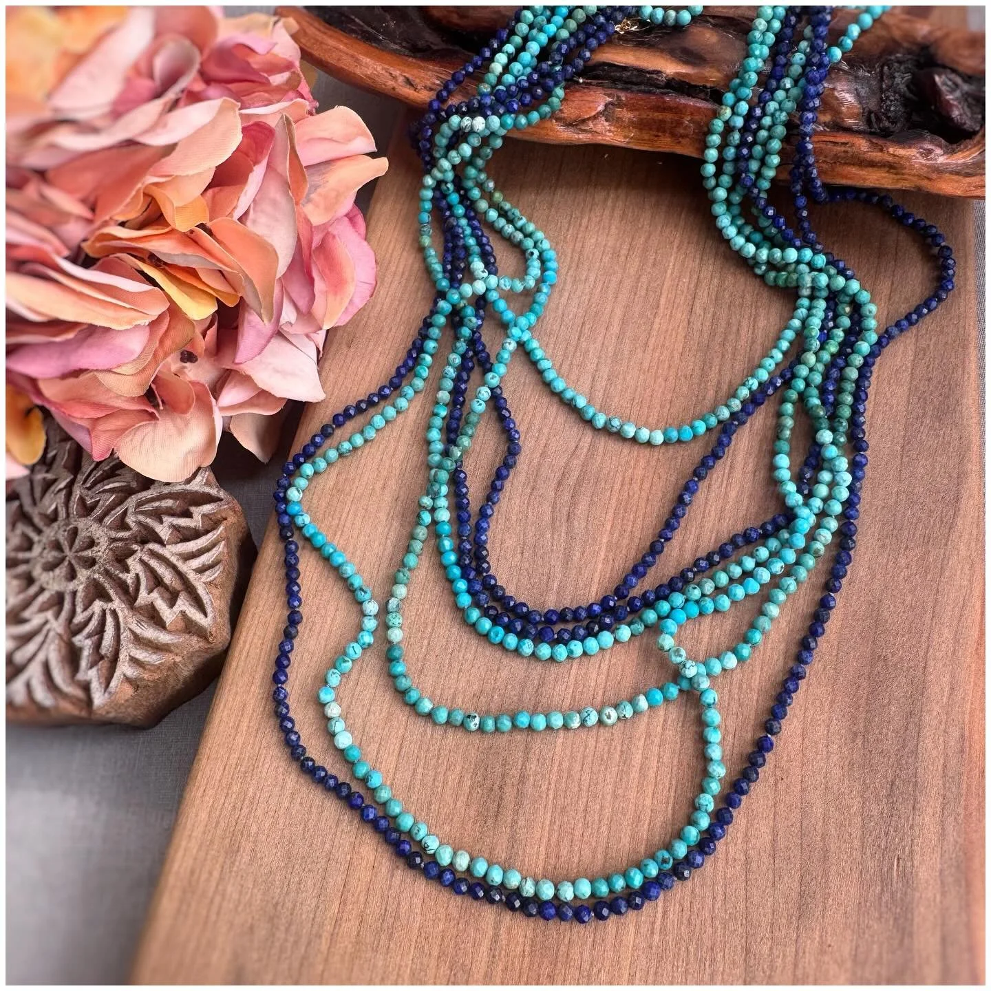 Years back, I made a long Turquoise layering necklace for myself. And over the years, people continue to ask me to make them one ...so I do!! As soon as I make a few, they sell out. So I have now decided to create a space for them as a product online