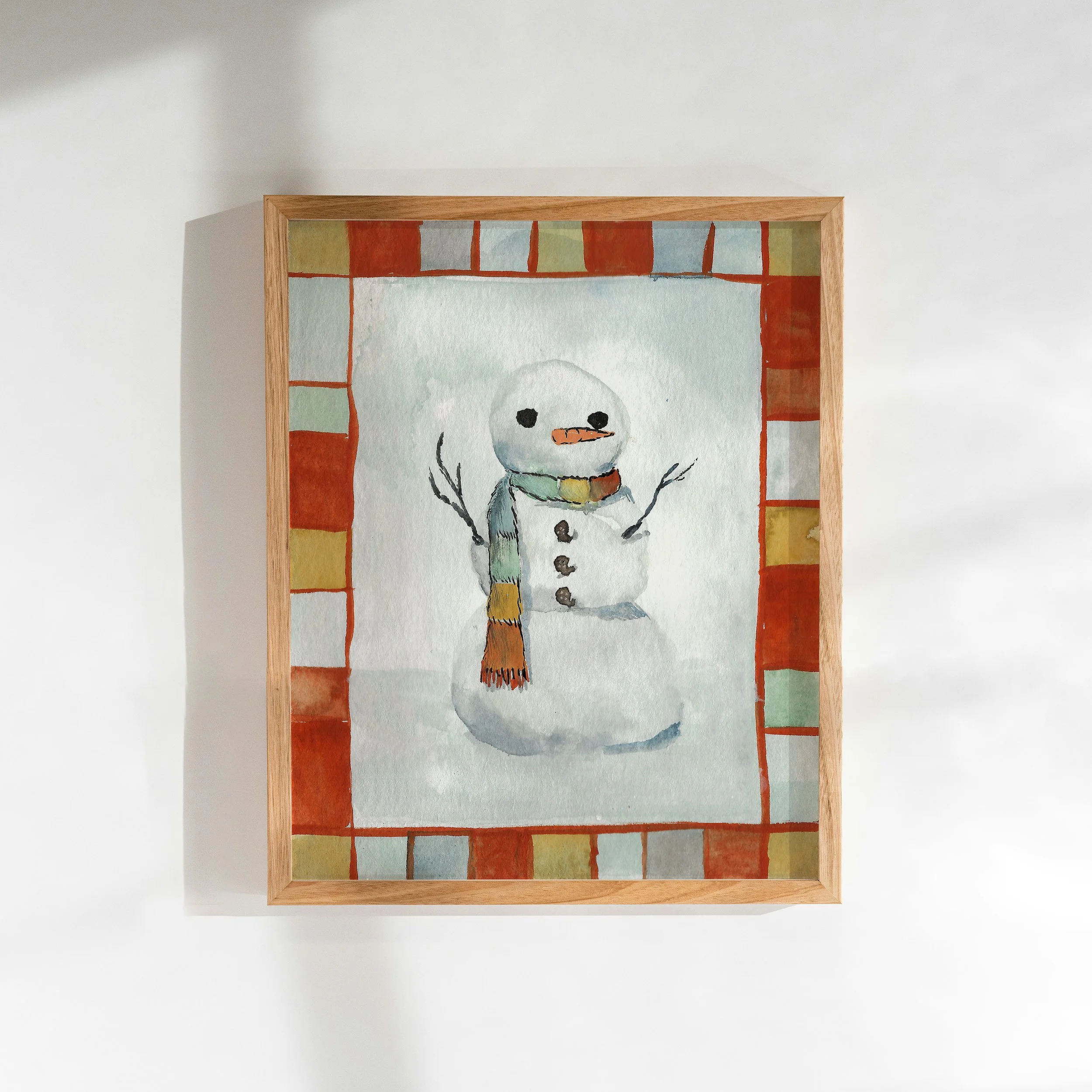 Cozy Snowman Gouache Print